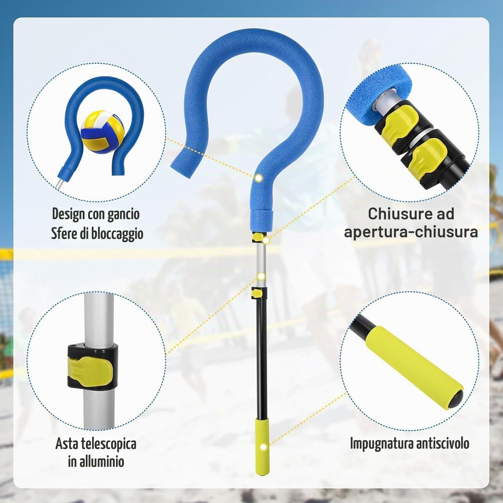 Allenatore di schiacciate per pallavolo, attrezzo per l'allenamento con Asta Regolabile, Supporto Portatile per l'allenamento, attrezzo per Migliorare la Posizione di Servizio
