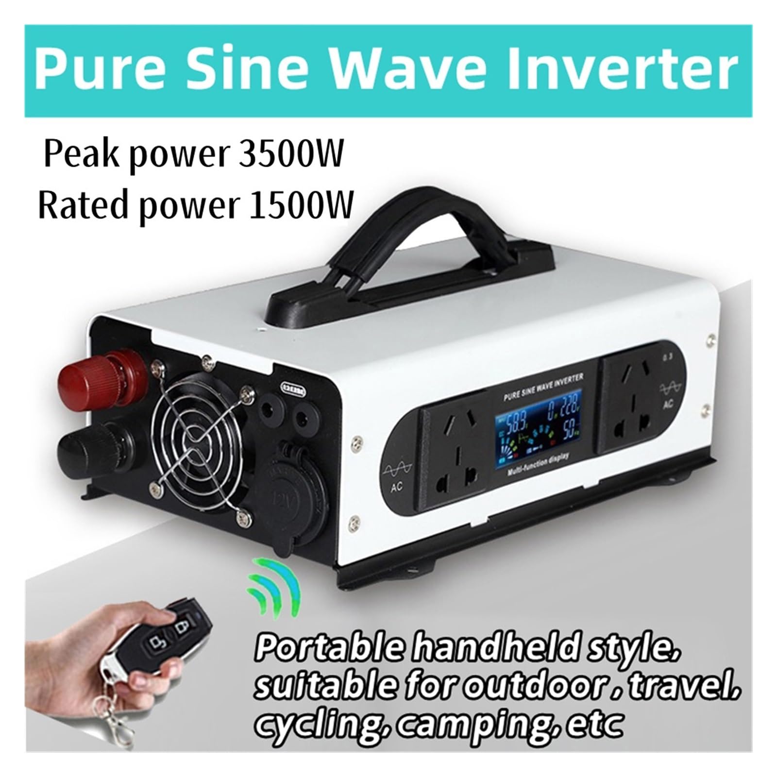 Inverter a onda sinusoidale pura, 3500 W, con display digitale intelligente, DC12 V, 24 V, 48 V, 60 V, convertitore di tensione AC, convertitore stabile ad alta efficienza di conversione (3500 W con