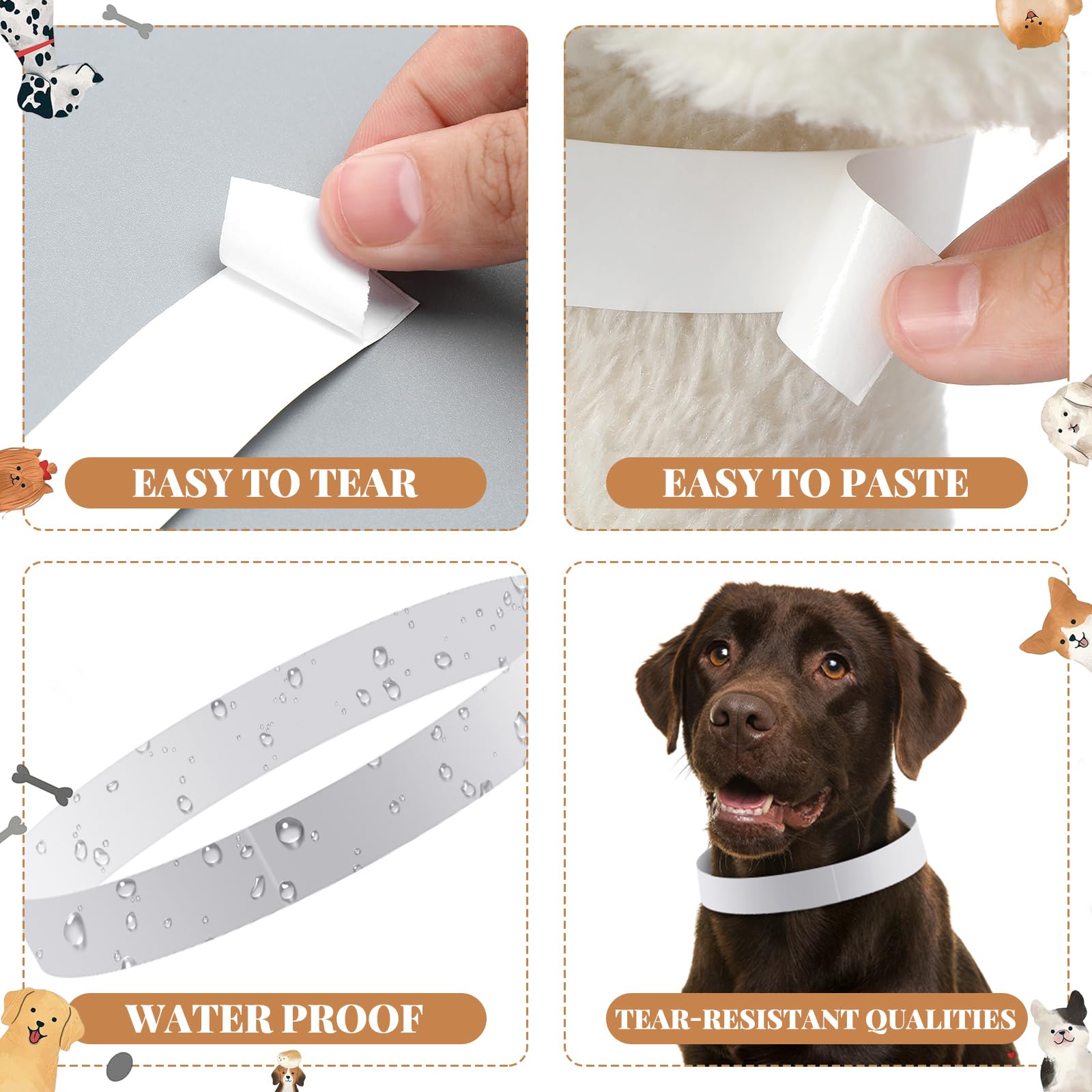 500 collares de perro de 20 pulgadas, impermeables, con papel resistente al desgarro, collares de identificación de cachorros, collares adhesivos de identificación de mascotas para perros