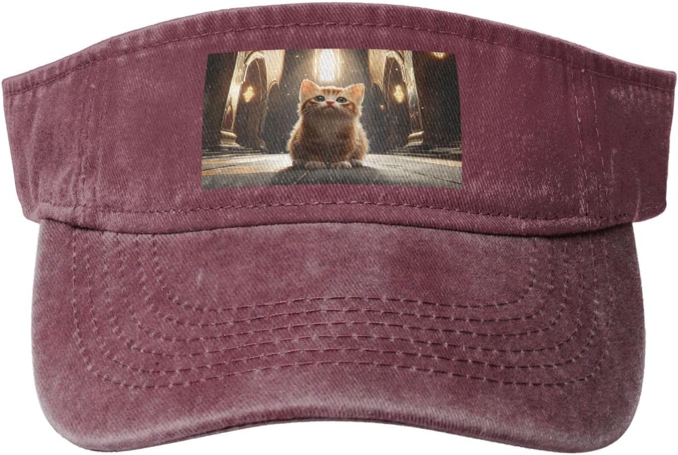 Sun Hats for Men Women Summer Sport Empty top Baseball Cotton with for Beach, Summer, A Cute Little cat Black