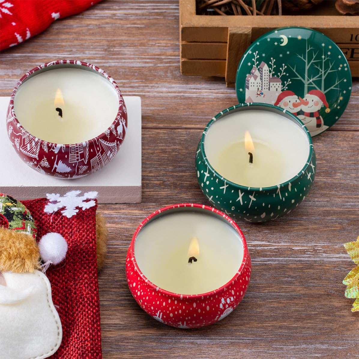 8 Stück Weihnachtsduftkerze aus Sojawachs für Festliche Dekoration | Rauchfrei, Sauberes Brennen, Duftwachskerzen für Zuhause und Feiertage