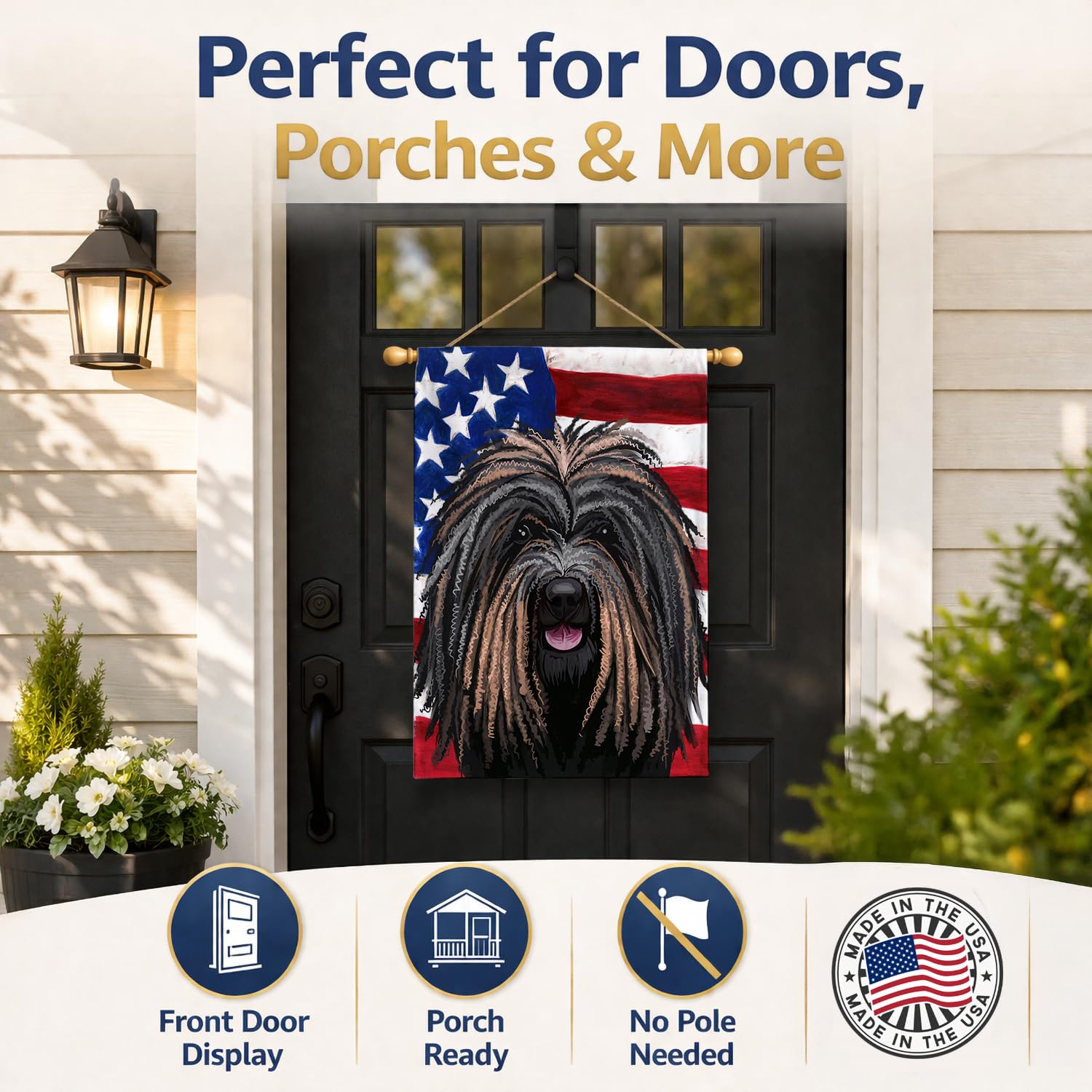 Caroline's Treasures CK6666CHF - Bandiera americana a forma di cane Puli, misura grande, multicolore