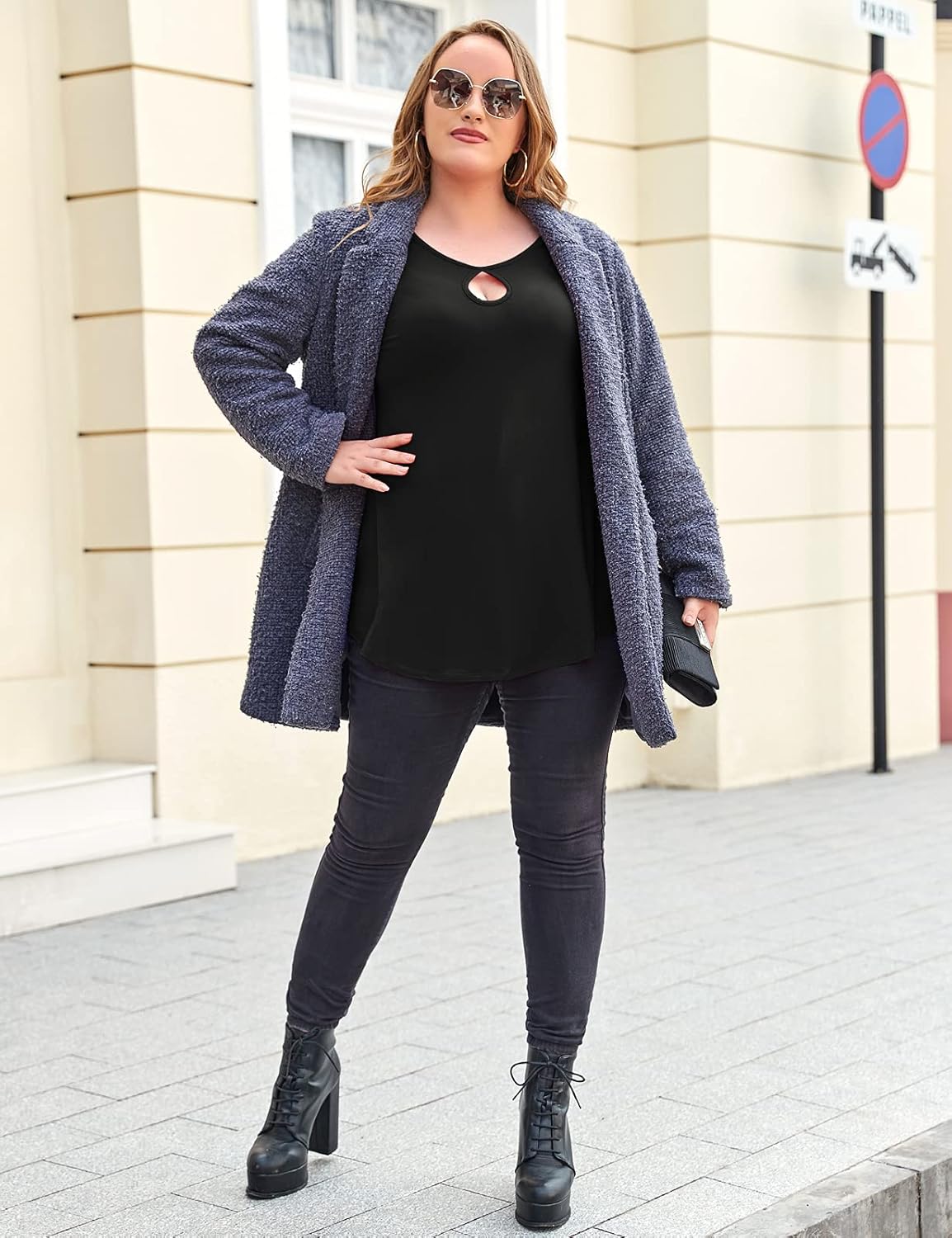 MONNURO Womens Plus Size Shirts 3/4 Sleeve Casual Loose Keyhole Sexy Tunic Tops Basic T-Shirts - Image 5