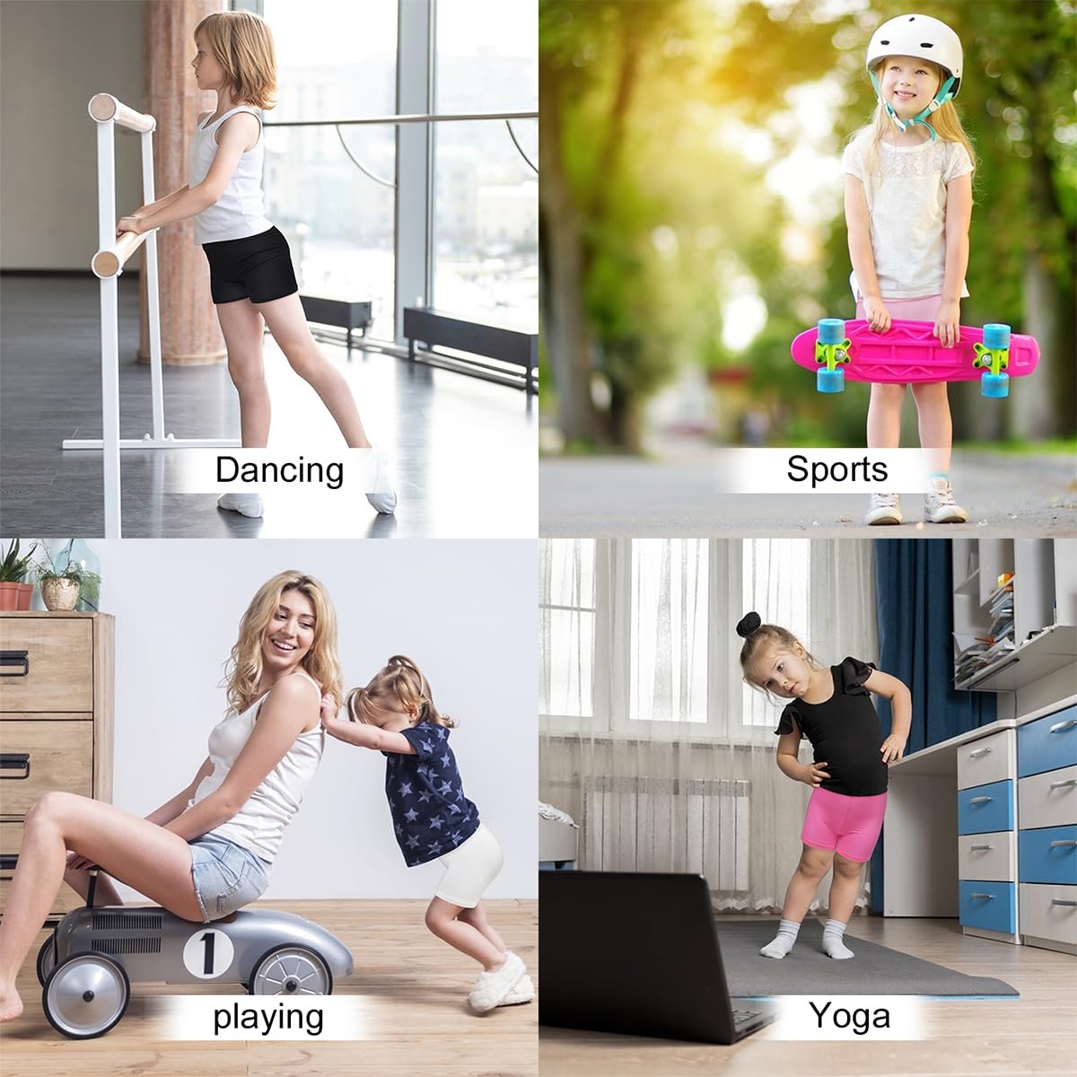 ZERULETS Vestito corto di sicurezza per bambine, traspirante, confezione da 8 pezzi, pantaloncini da ciclismo per bambini da 2 a 10 anni - 100 110 120 130 140