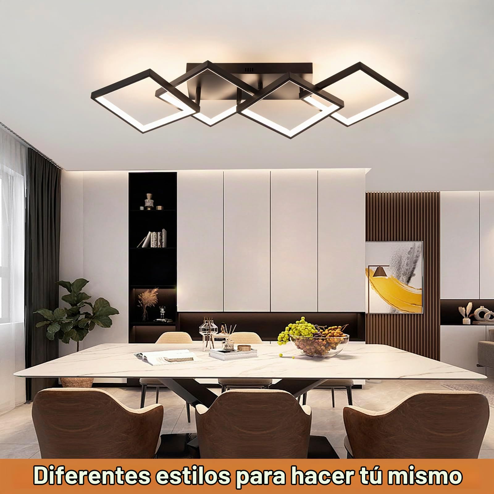 Plafon LED Techo Regulable Moderno, 82CM/48W Lámpara de Techo | Iluminación de Techo Rectangular para Dormitorio Comedor Con Luz Nocturna Y Función De Memoria