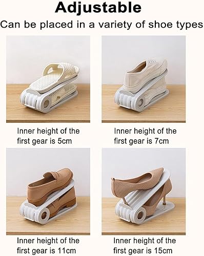 Miniatura 3 de LONGLUAN Estante de almacenamiento de zapatos ajustable, 4 piezas, material PP ecológico, ahorra espacio, diseño antideslizante, fácil de limpiar