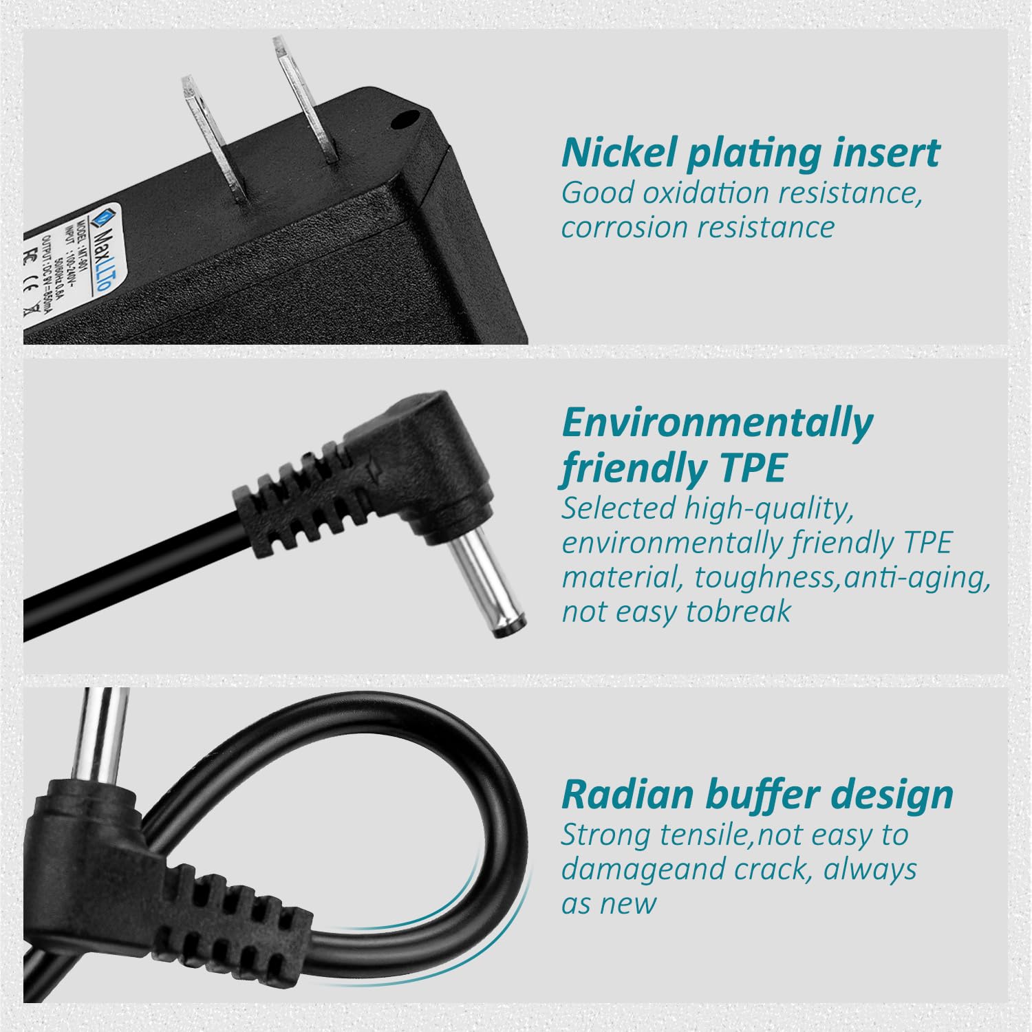 Adattatore di alimentazione CA 5 V 2 A con connettore da 3,5 mm x 1,35 mm, adattatore di alimentazione per tablet, router wireless, interruttori, hub USB, Android TV Box, telecamere di sicurezza IP