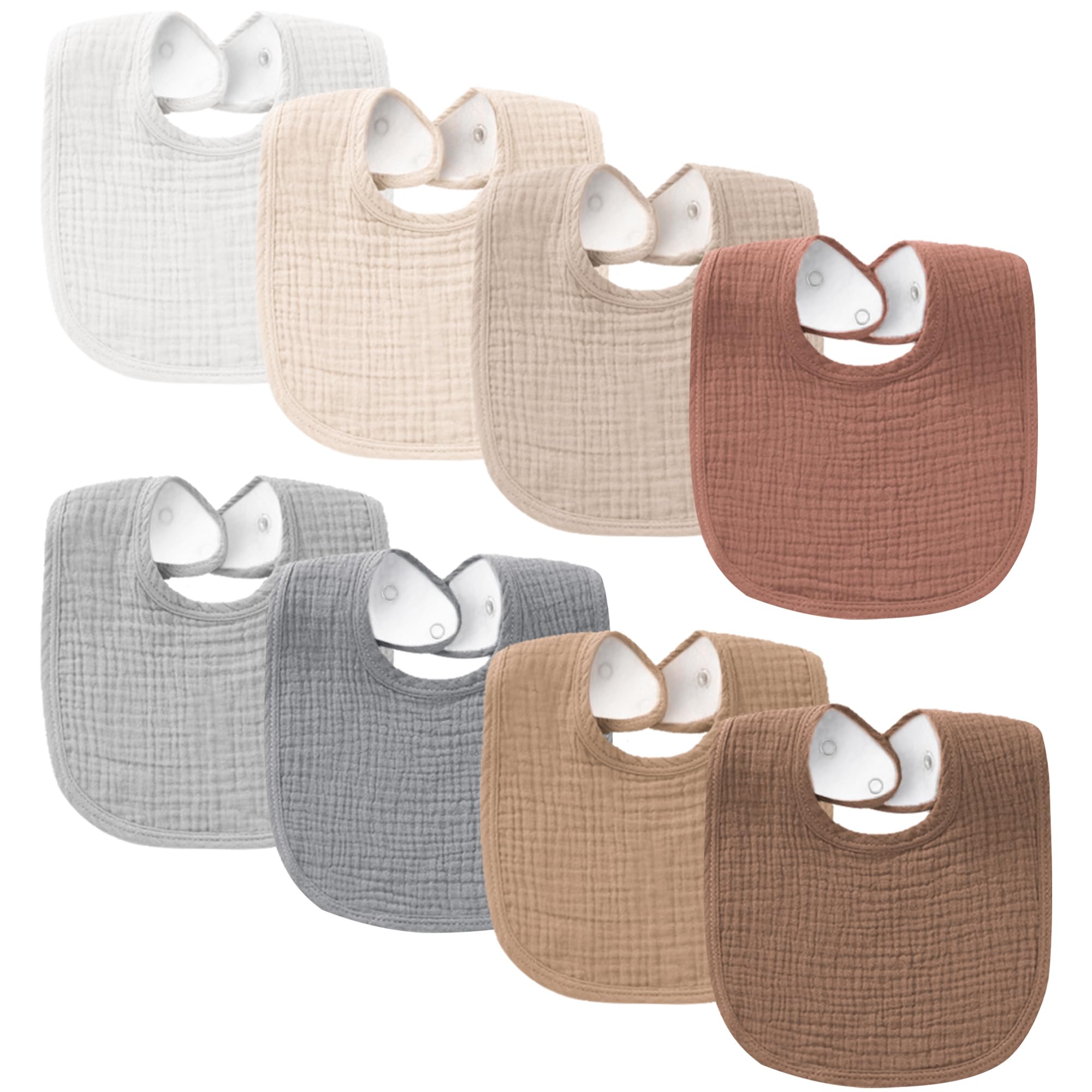 Konssy Muslin Baby Bibs 8 Pack Baby Bandana Drool Bibs Cotton for Unisex Boys and Girls, Soft Absorbent Set for Teething and Drooling