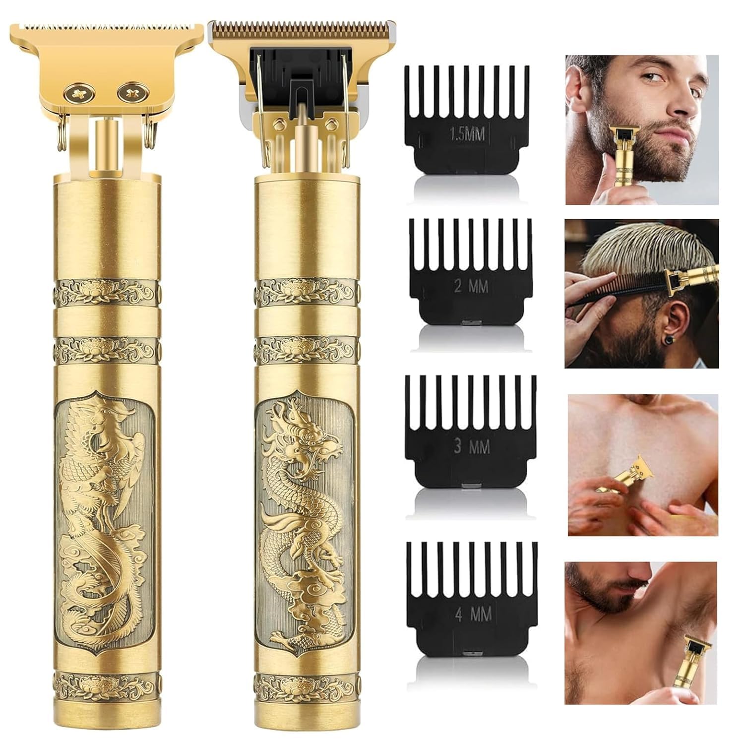 Rozti Trimmer Beard Trimmer, Professional Hair Clipper, Adjustable Blade Clipper, Hair Trimmer and Shaver For Men, Cut Precise Hair Machine, Body Trimmer Men(Metal Body)(Gold)-image-42