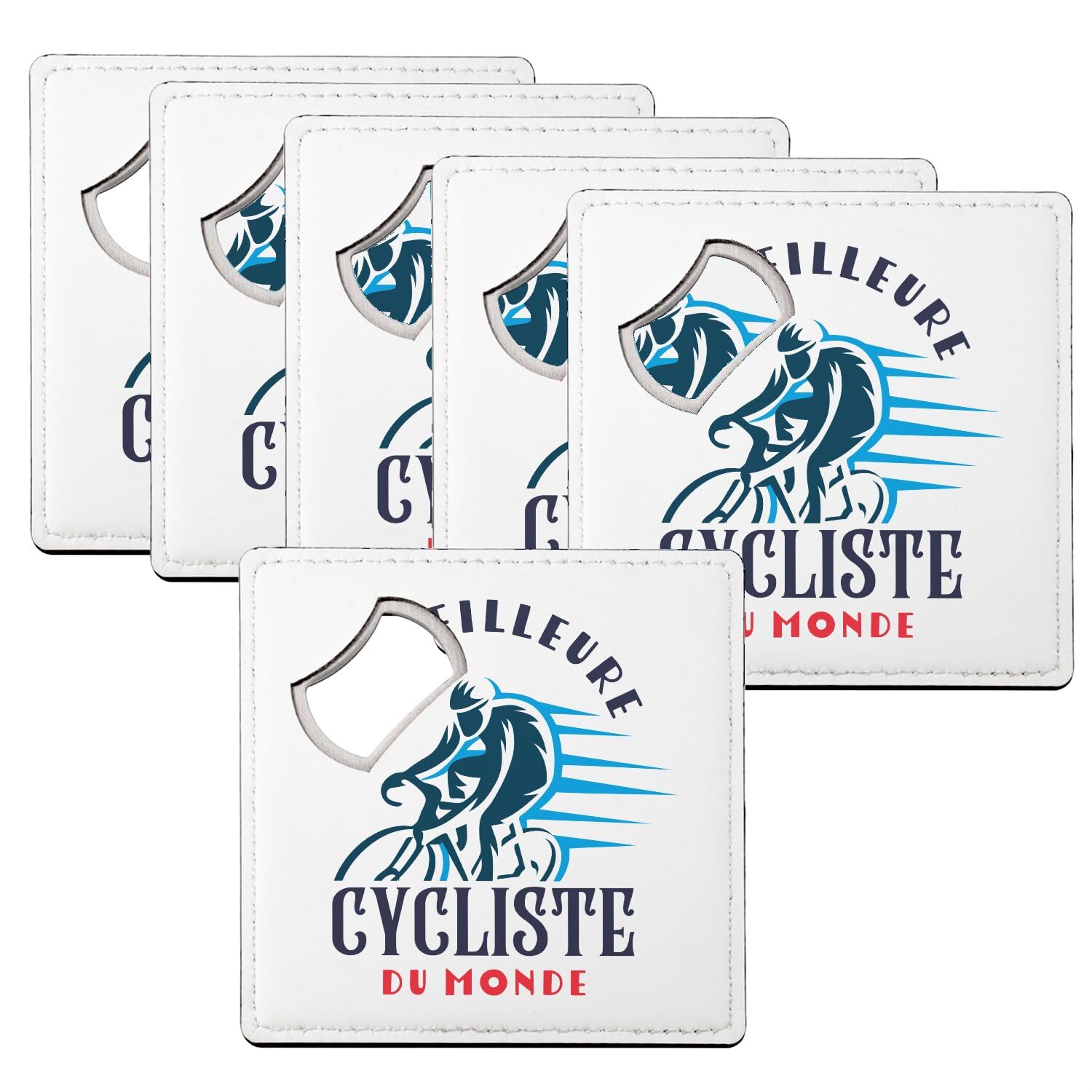 Sous verre décapsuleur VTT et vélo de route - Lot de 6 dessous de verre 92x92 mm