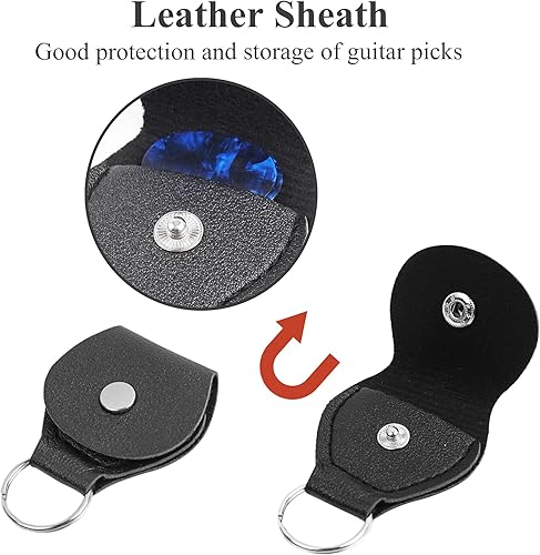 Miniatura 6 de LIZIMANDU Correa ajustable para guitarra, incluye 2 cerraduras de correa, 2 púas a juego, 1 soporte para púas y 1 botón de correa de cuero (1 talla