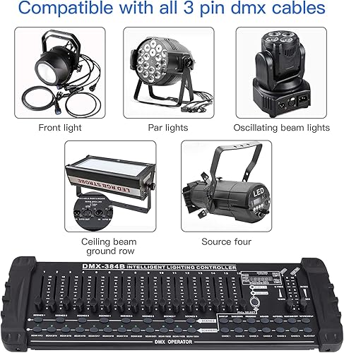 Miniatura 4 de HOLDLAMP DMX Controller 384 Channels Fog DMX-512 DJ Controller Support 30 Banks 8 Scenes 24 fixtures Stage Lighting Console for Program Editing of