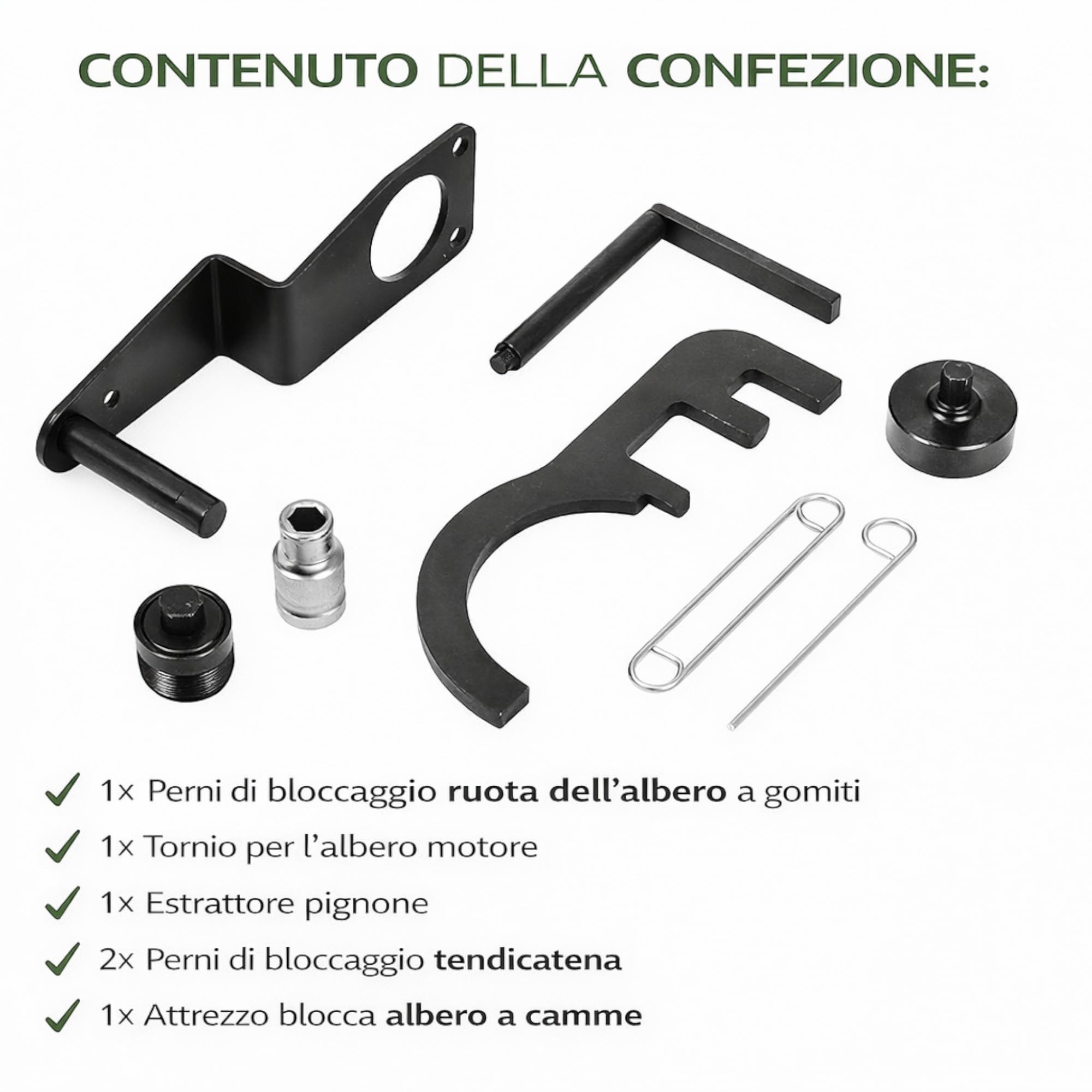 topolenashop Kit Attrezzi Messa in Fase Motore Compatibile con BMW N47 N47S N57 N57S Diesel 2.0 3.0 DOHC – Set 8 Pezzi Bloccaggio Albero a Camme e Albero Motore GS1753A