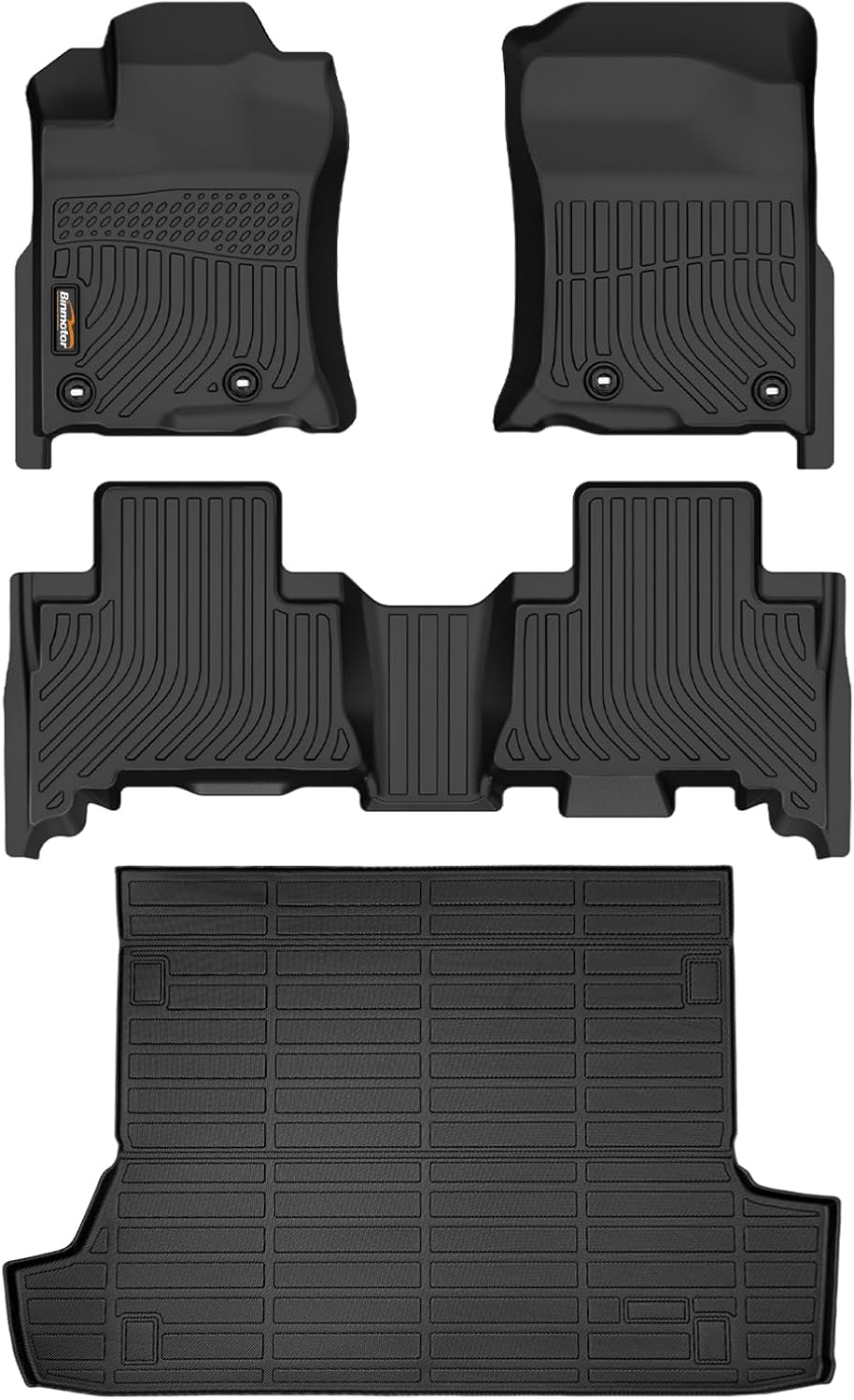 Binmotor-Floor Mats & Cargo Liner for Toyota 4Runner 2013-2024 2025, All Weather Car Mats 4 Runner, Rubber Mats Cargo Mat Trunk Custom Fit Only for Vehicle Equipped with a Sliding Rear Cargo Deck