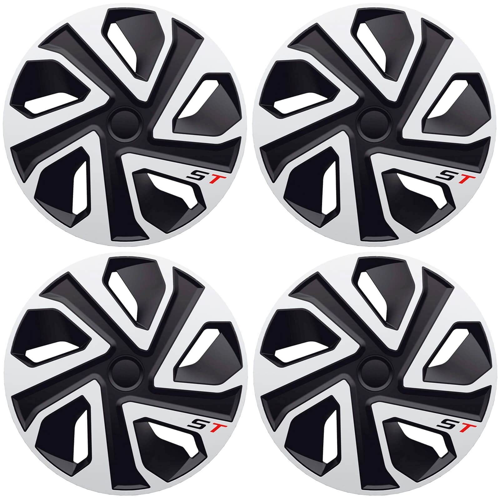 Copricerchi di alta qualità, 15 pollici, in nero e argento opaco, con scritta, set di 4 copricerchi per cerchioni in acciaio, copricerchi per una protezione ottimale (ST/nero/argento opaco + scritta)