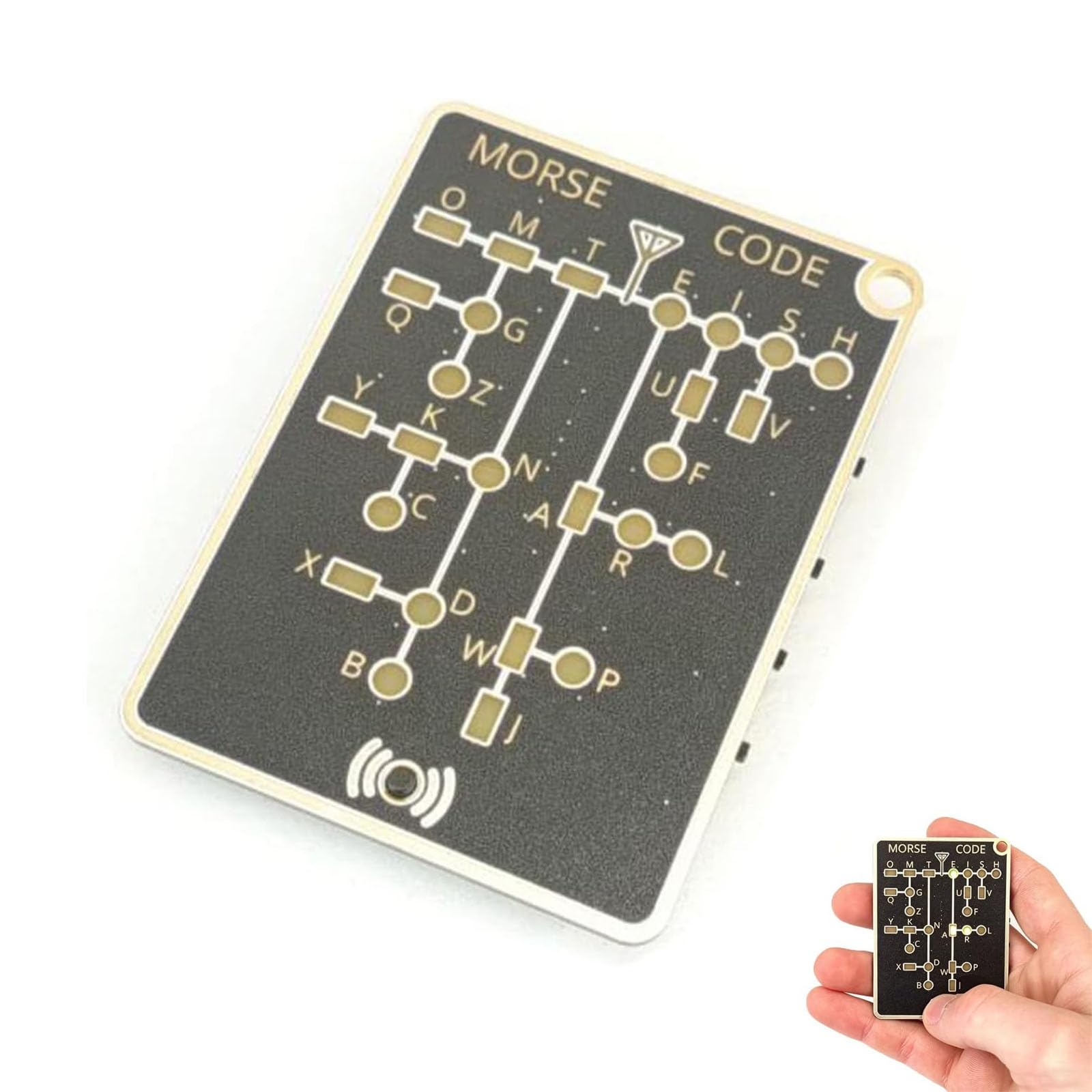 Morse Code Trainer Card Pro, Professional PCB Style with Interactive LEDs & Signal Buttons for Adult Morse Code Learning, Telegraph Practice & Encryption Training for Electronics Lovers (1Pc)