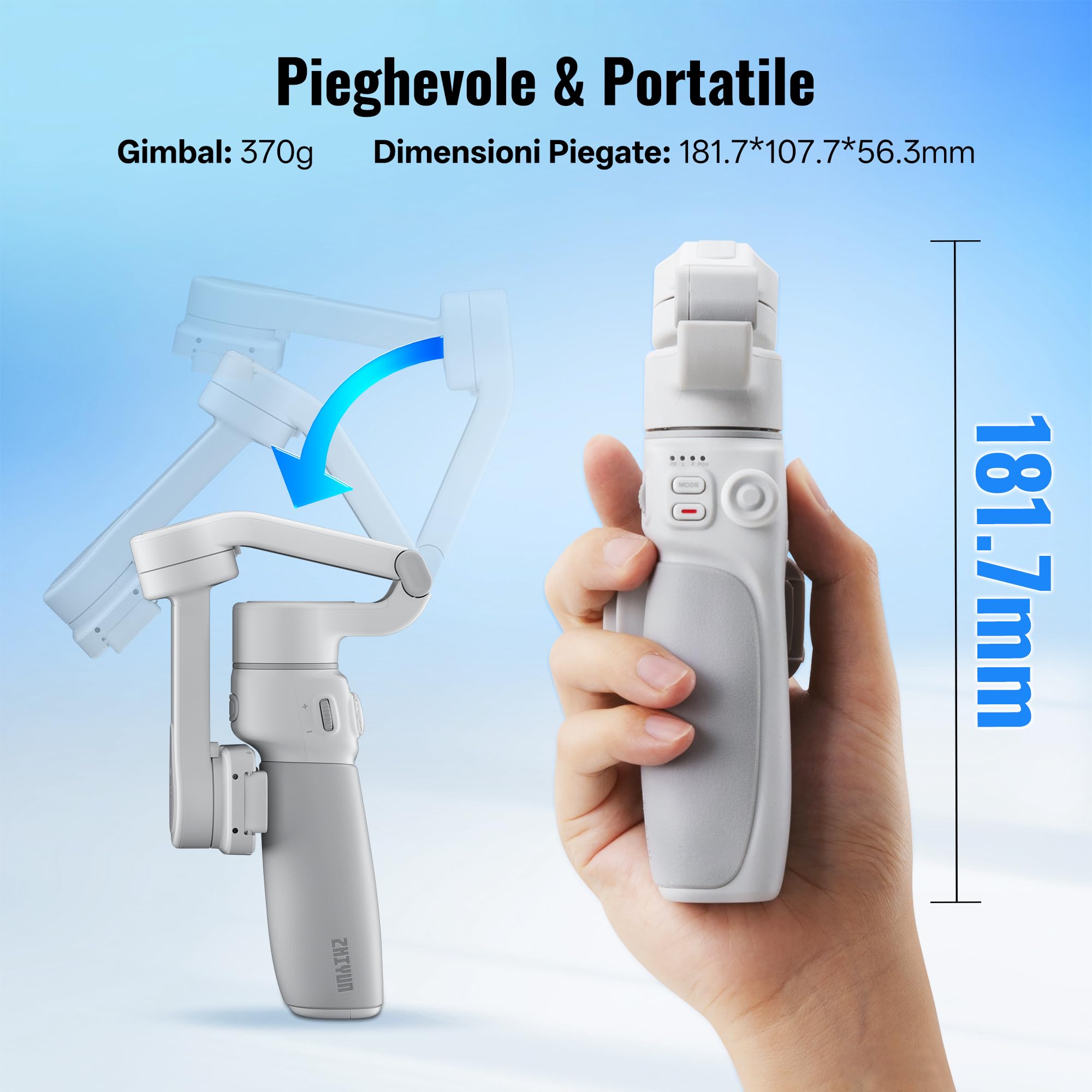 ZHIYUN Smooth Q4 Combo [Ufficiale] Stabilizzatore Per Smartphone, Stabilizzatore A 3 Assi, Gimbal Per Android/Iphone Con Manico Telescopico Integrato, Luce di Riempimento Magnetica per Vlogging