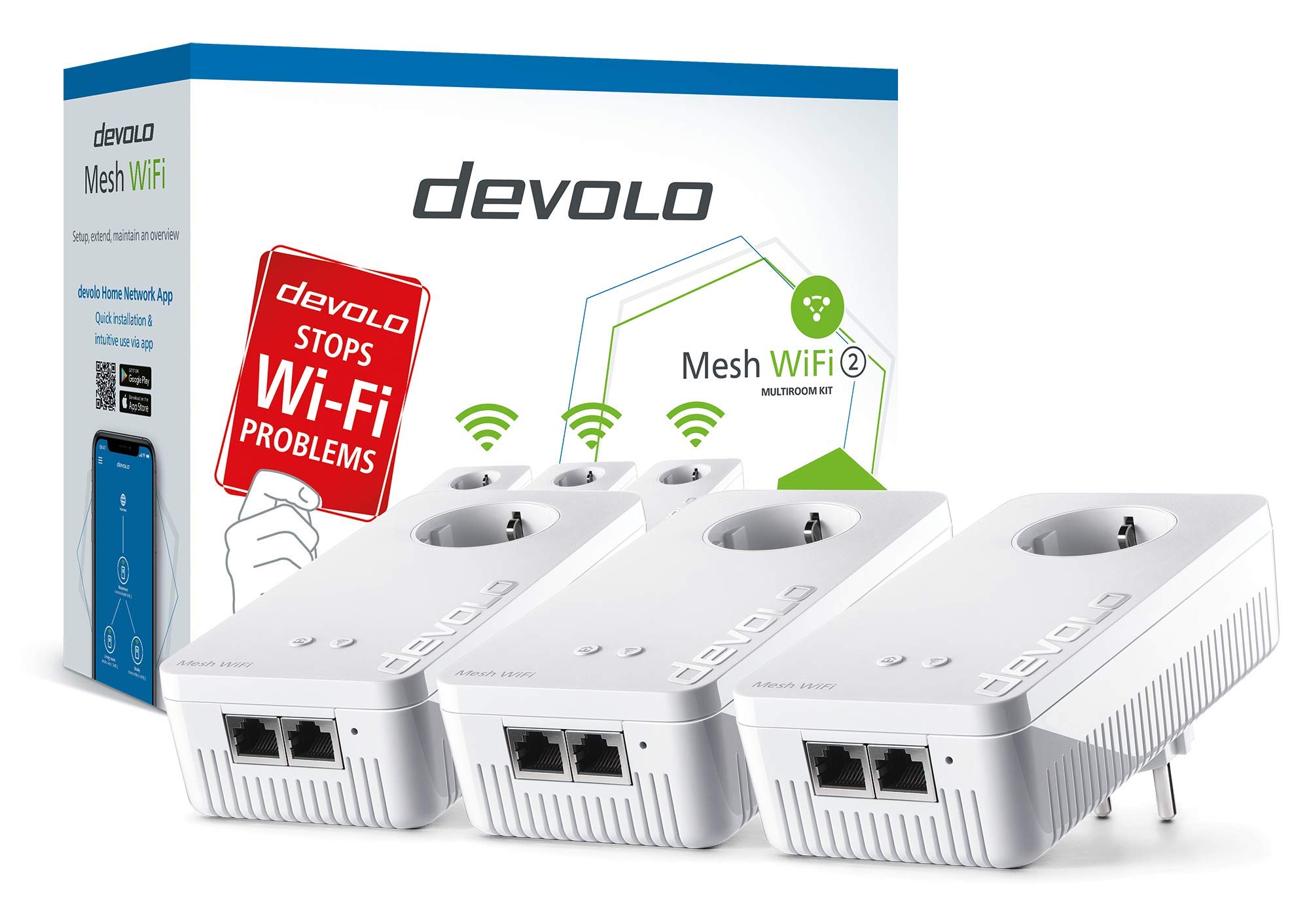 Devolo Mesh WiFi 2 1200 AC: 3 adaptateurs Wi-FI pour Profiter d'un Wi-FI Mesh dans Toutes Les pièces de la Maison, idéal pour Streaming (8764)