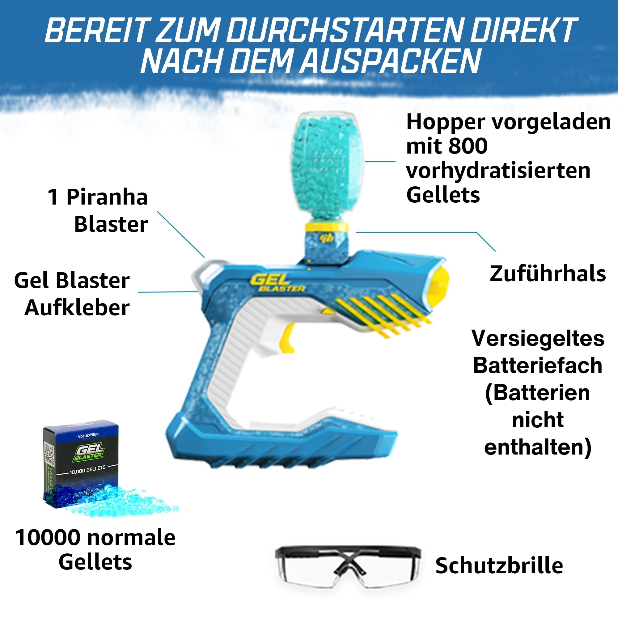 Gel Blaster Piranha Wasserdichter Automatischer Blaster 30 Meter Reichweite Outdoor Pool-Spielzeug