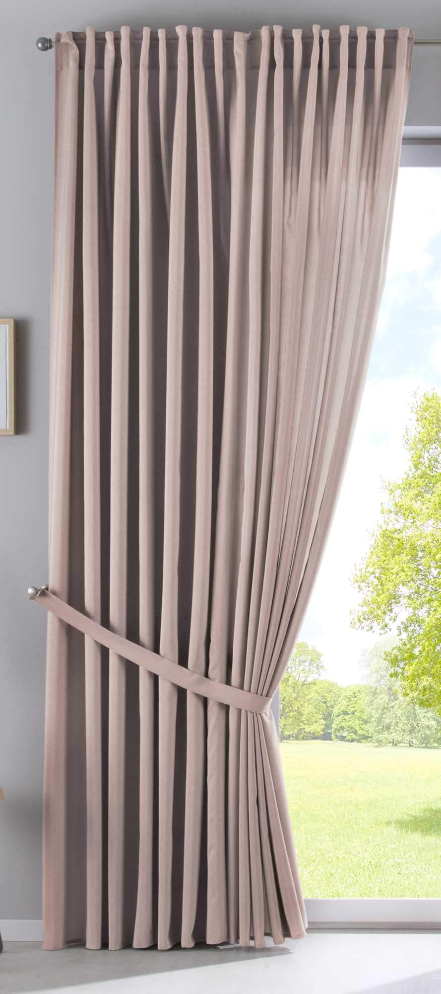Gardinenbox Cationic Jena 2019037-2 - Set di 2 tende con passanti nascosti, 250 x 140 cm (altezza x larghezza), effetto lino, oscuranti, con fermatenda, colore: grigio talpa