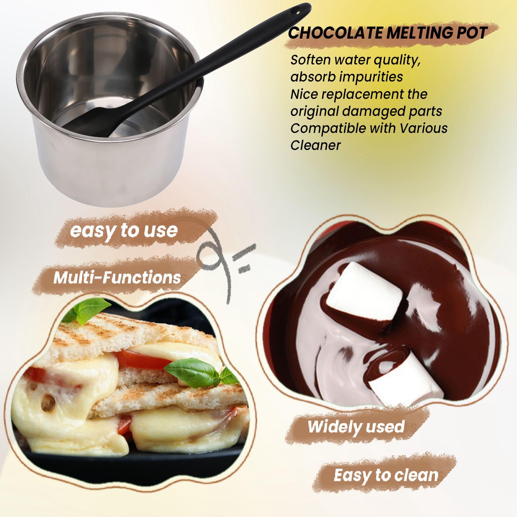 Juego de Ollas de Doble Caldera Olla de FusióN de Acero Inoxidable con EspáTula de Silicona para Derretir Chocolate, JabóN, FabricacióN de Velas