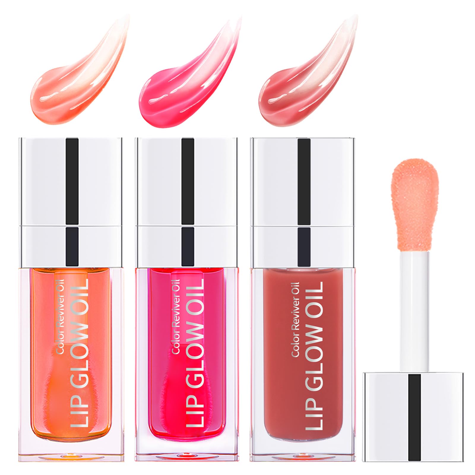 Hydrating Lip Glow Oil Long Lasting Plumping Lip Gloss Transparent Toot Lip Balm Repairing Lip Lines and Prevents Dry Cracked for Lip Care and Dry Lips 3PCS