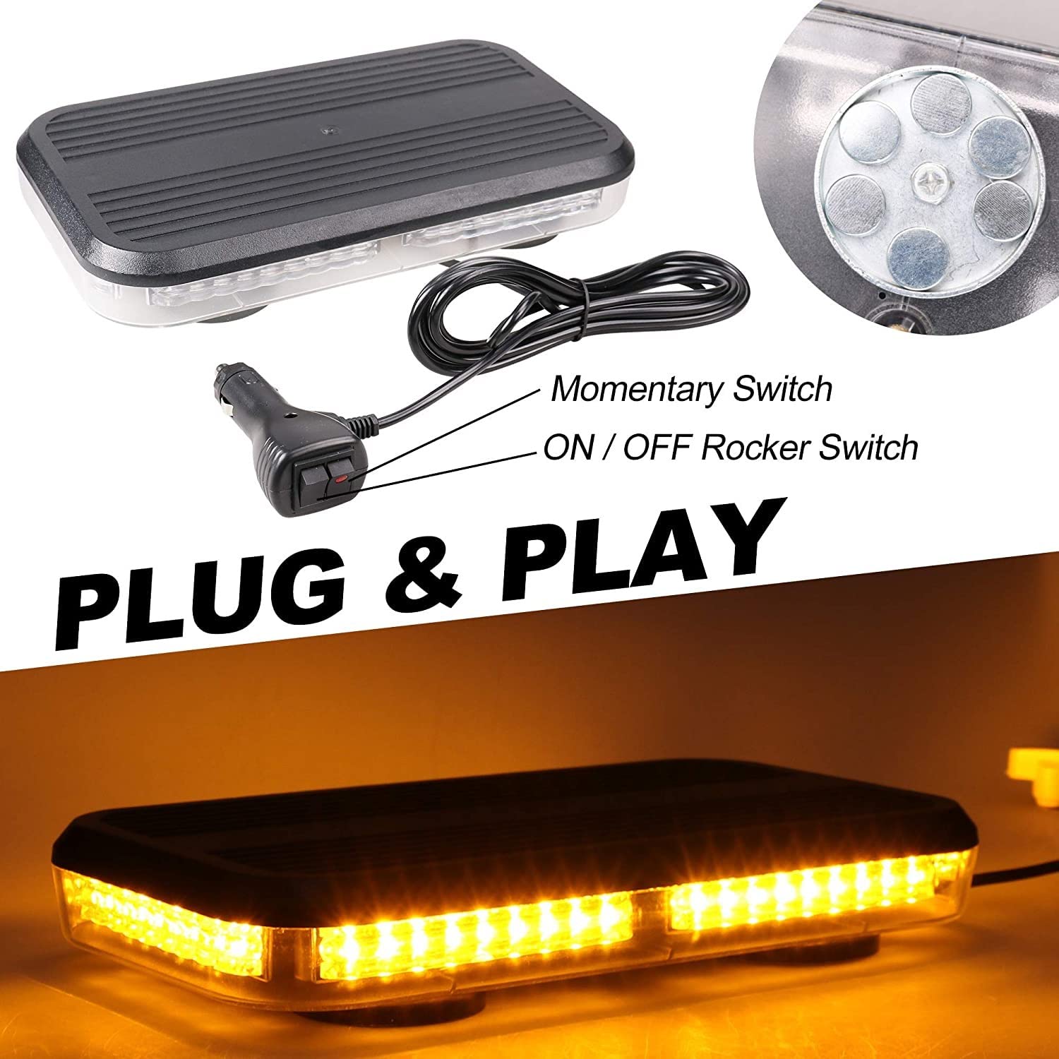 14 Modos De Flash Luces De Emergencia 54 Leds Ámbar Mini Barra De Luz 12V 24V para Vehículos Estroboscopio Camiones Coches