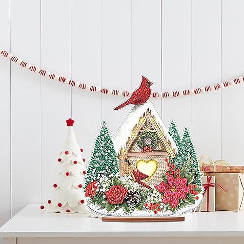 Miniatura 5 de MVVMTOP Kits de pintura de diamantes de 6.9 x 7.7 pulgadas, decoración de mesa de nido de pájaro para bricolaje, decoración de mesa de arte de