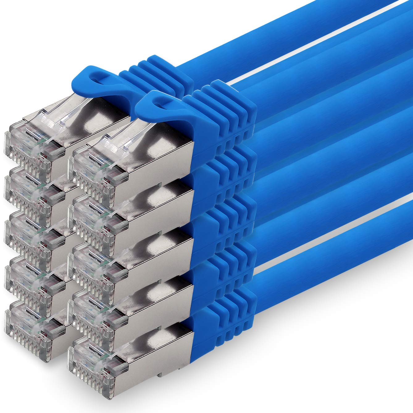 1aTTack.de 0,25m - blau - 10 Stück CAT.7 Netzwerkkabel Patchkabel SFTP PIMF LSZH Gigabit Lan Kabel 10Gb s cat7 Rohkabel mitRJ45 Stecker Cat6a kompatibel zu CAT5 CAT6 cat7 cat8