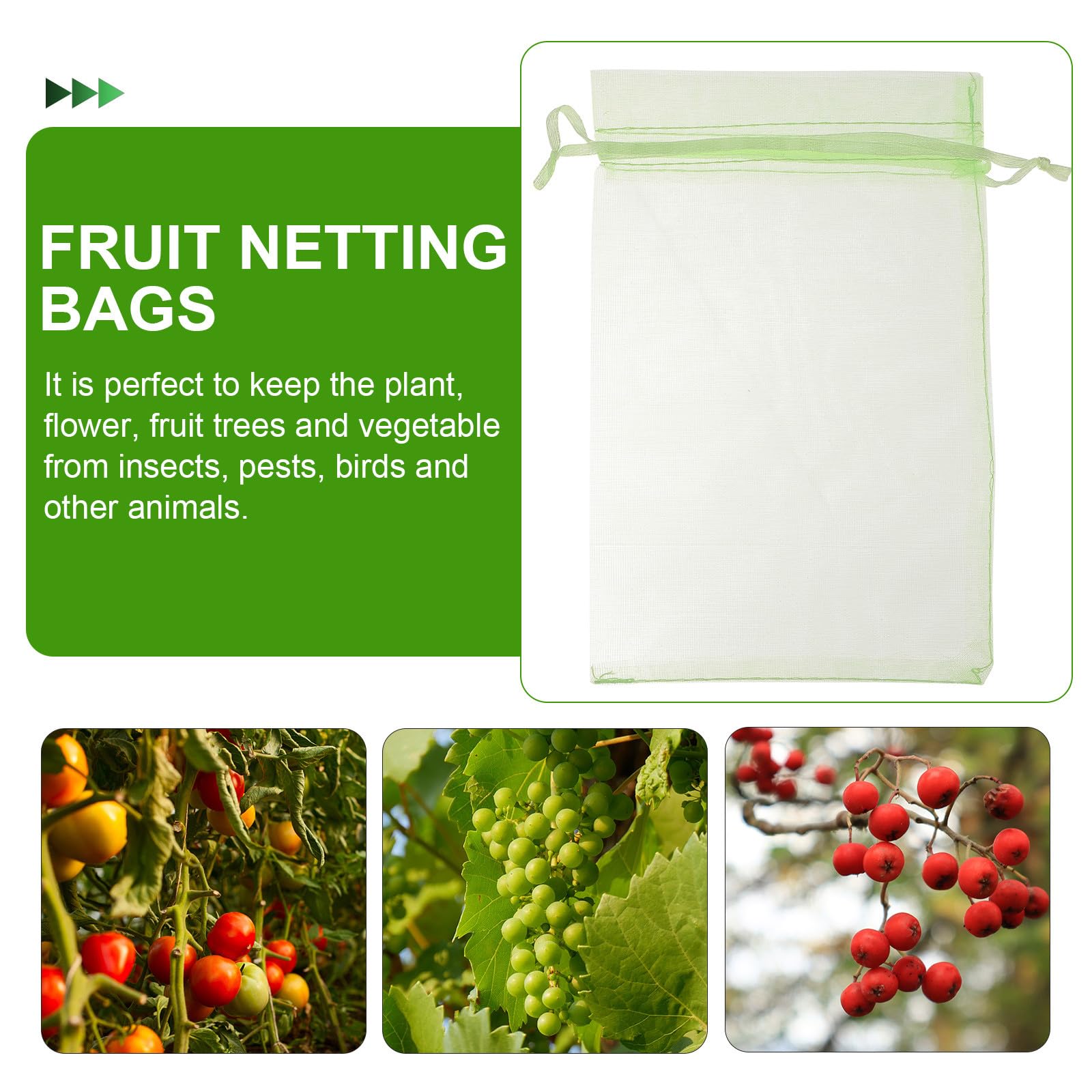 DECHOUS Bolsas Protectoras para Frutas y Verduras 100 Unidades 10x15 Cm Malla Verde Resistente para Cultivo Jardín Protección contra Aves E Insectos Saco Guardería para Uvas y Plantas