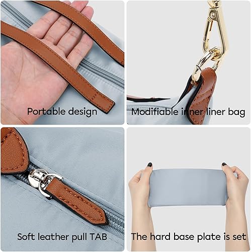 Miniatura 6 de Longchamp Neverful - Organizador de bolso con cremallera (28, azul claro) organizador de bolsas medianas, múltiples bolsillos con posición de taza y