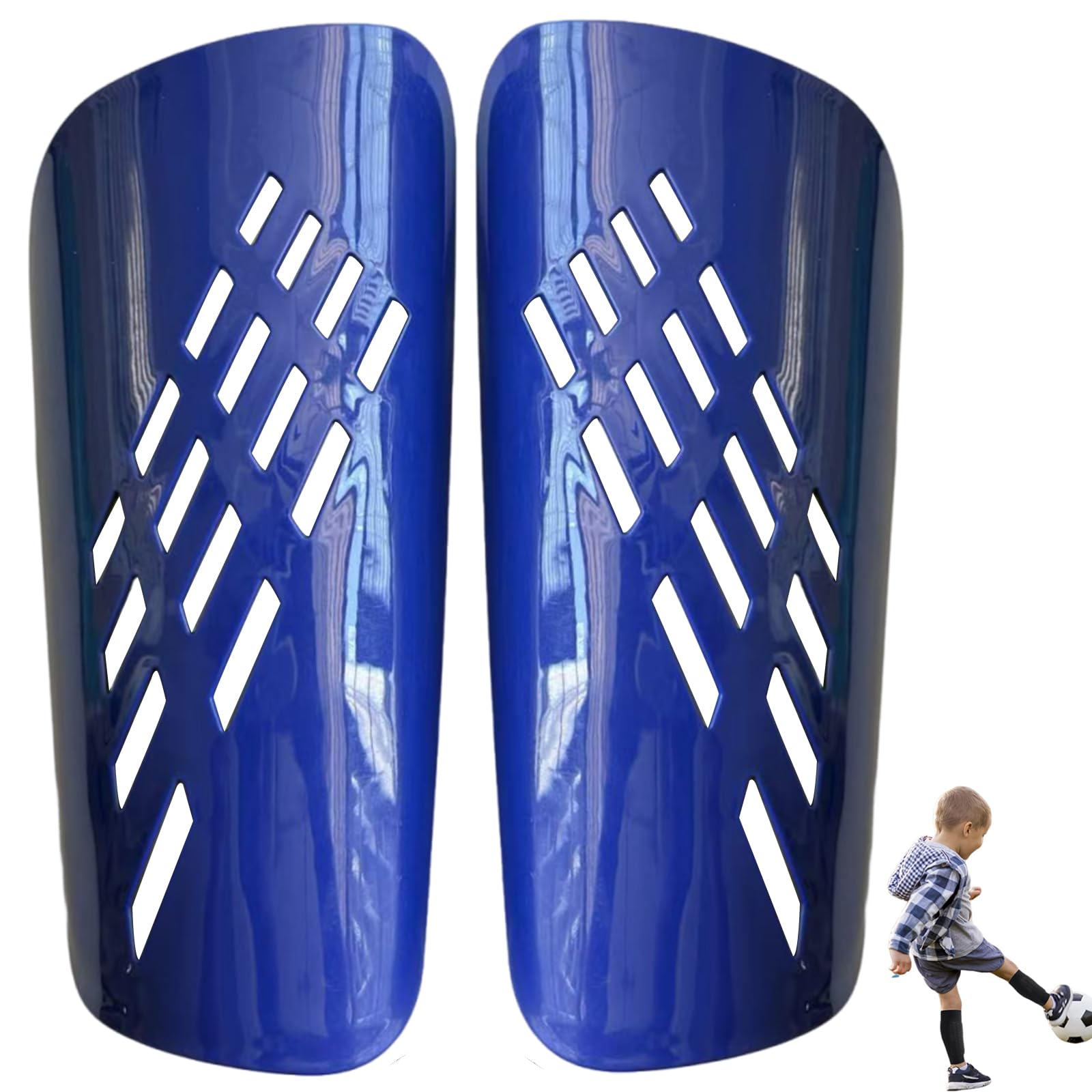 Football Shin Pads,Breathable Lightweight Soccer Shin Guards with Robust PP Shell & Thickened EVA Lining for Kids &Teens& Adults,Protective Gears with Sleeves for Boys Girls Athletes Large (Dark Blue)