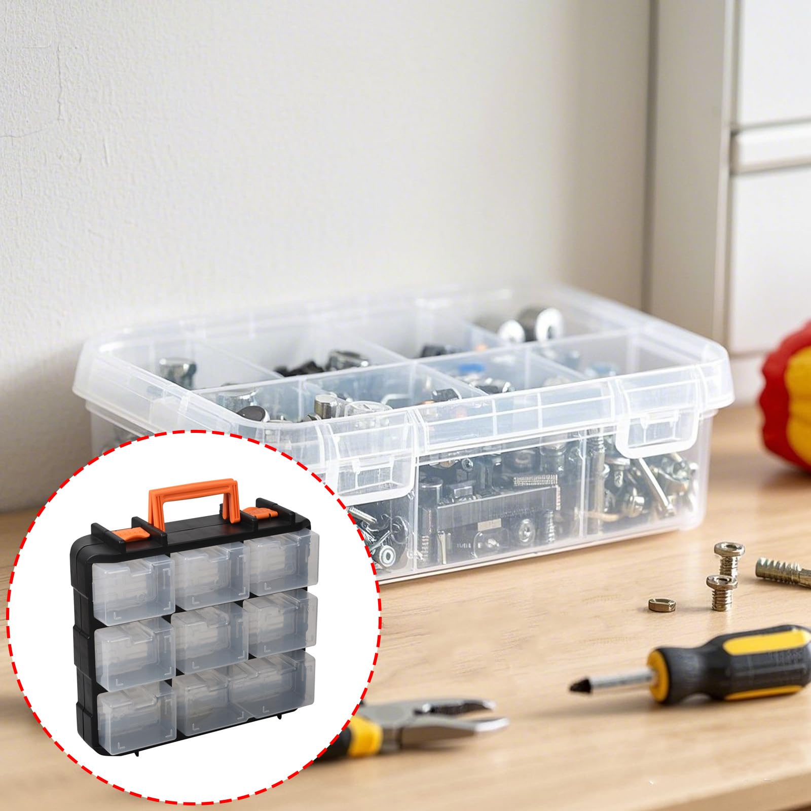 Multifunktionale Werkzeug Organizer Aufbewahrungsbox Mit Verstellbaren Abschnitten Ideal Für Die Aufbewahrung Von Befestigungselementen Und Kleinem Zubehör. Angelgerät Box