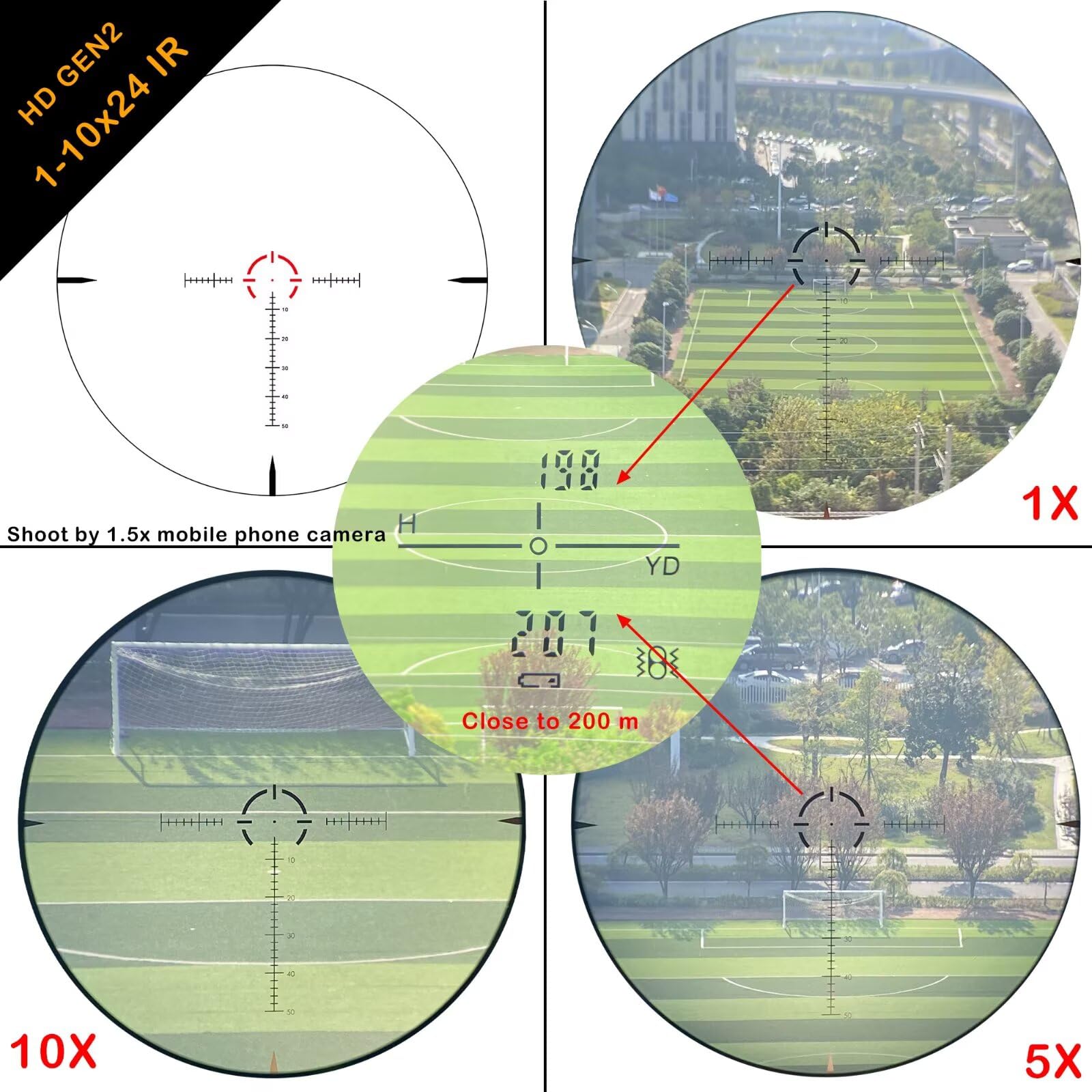 WestHunter Optics HD GEN2 1-10x24 IR LPVO Mira Telescópica, Segundo Plano Focal (SFP), Tubo de 30mm, Retícula Iluminada, Ajuste 1/4 Moa de Precisión - Indicada Únicamente para Actividades Deportivas