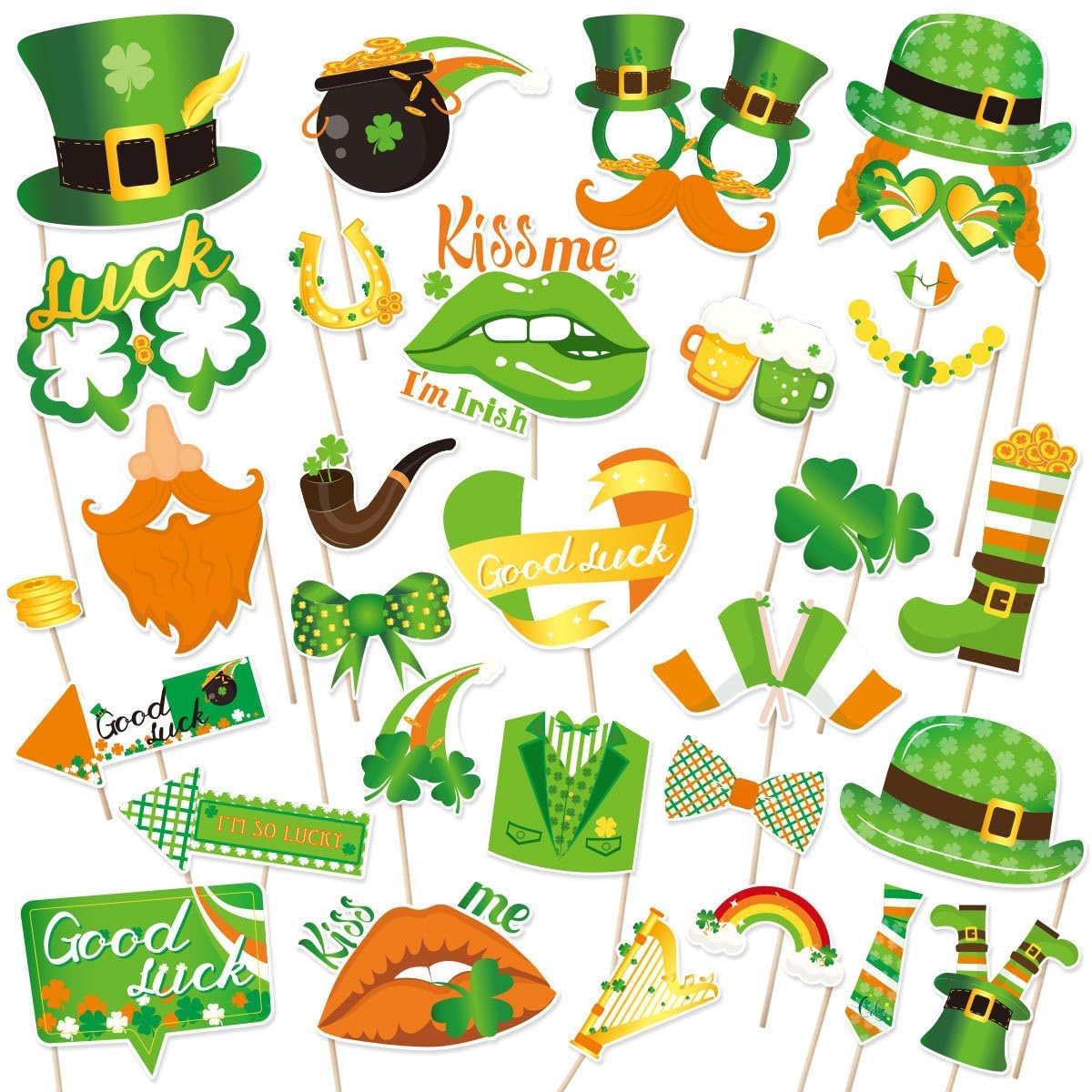 Photo 1 of **NON REFUNDABLE**
BUNDLE OF 2 St. Patrick's Day Photo Booth Props,30pcs Fun Selfie Photoshoot Kit, Shamrock Party Decoration Supplies, Gifts for Kid Adult Birthday Photography, Green Dress up Favors Accessories