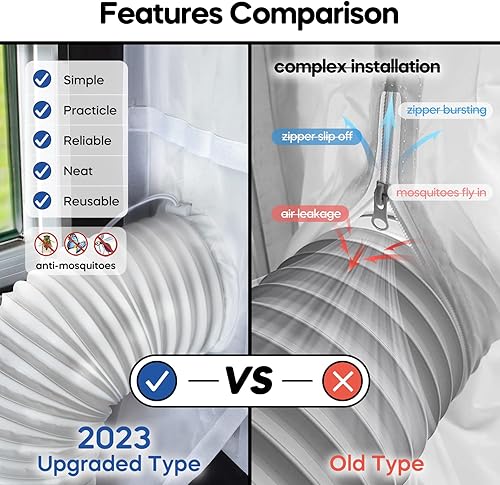 Miniatura 3 de Loviga Sello de ventana de CA con cordón de sellado completo y velcro adhesivo, sello universal impermeable para ventana de aire acondicionado