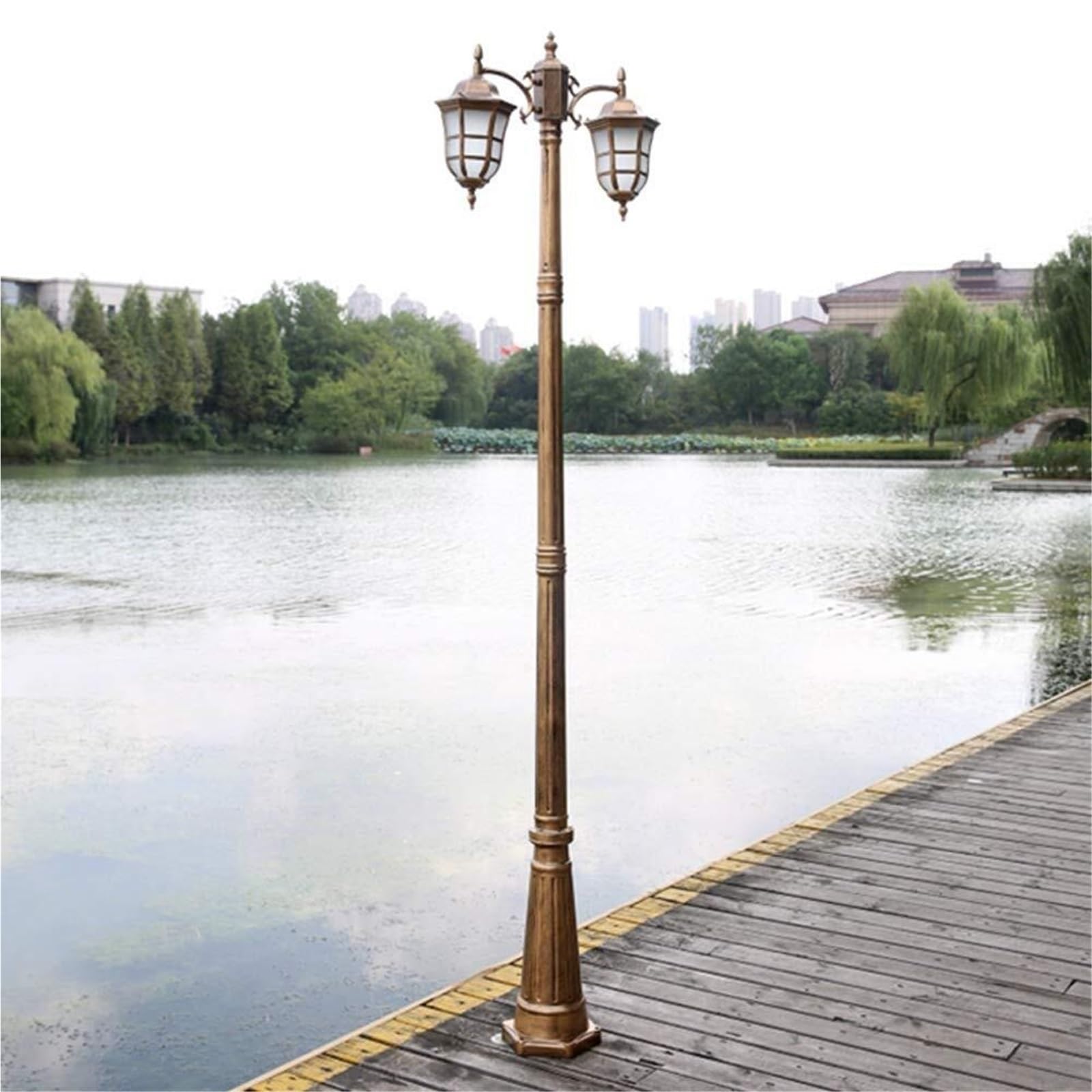 Lampy Solarne Na Słupku, Zewnętrzne Lampy Na Słupku, 2-Punktowe Oświetlenie Słupka Ogrodzeniowego P65, Wodoodporne, Europejskie Oświetlenie Ogrodowe W Stylu Wiktoria,One Color-Height 225cm
