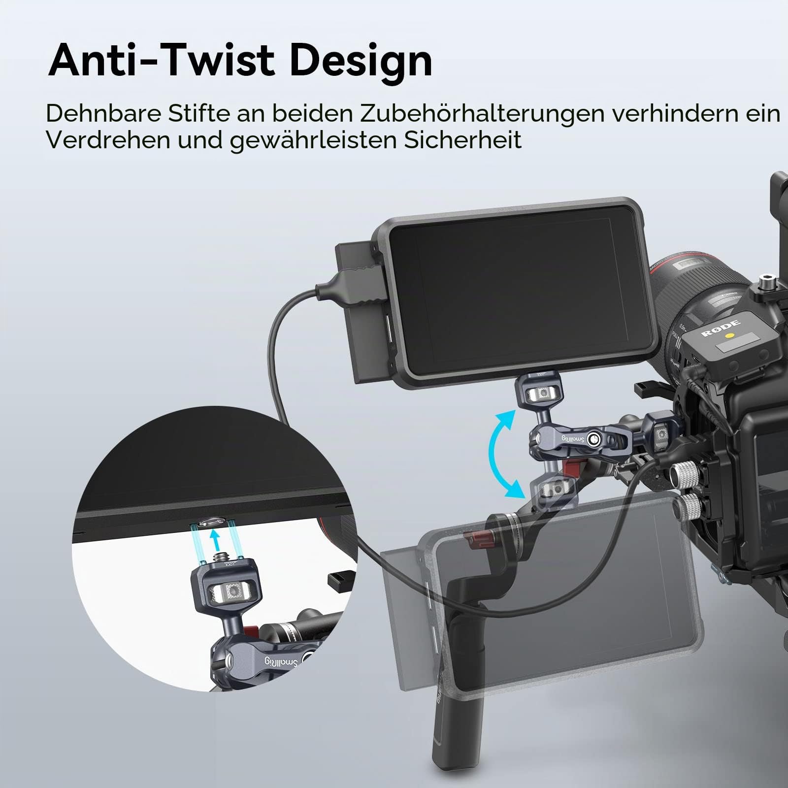 SMALLRIG Dual Ball Heads Magic Arm mit 1/4"-20 Schrauben, max. Belastung 6 kg, nur 88 g, aus Aluminiumlegierung und Edelstahl – 3873