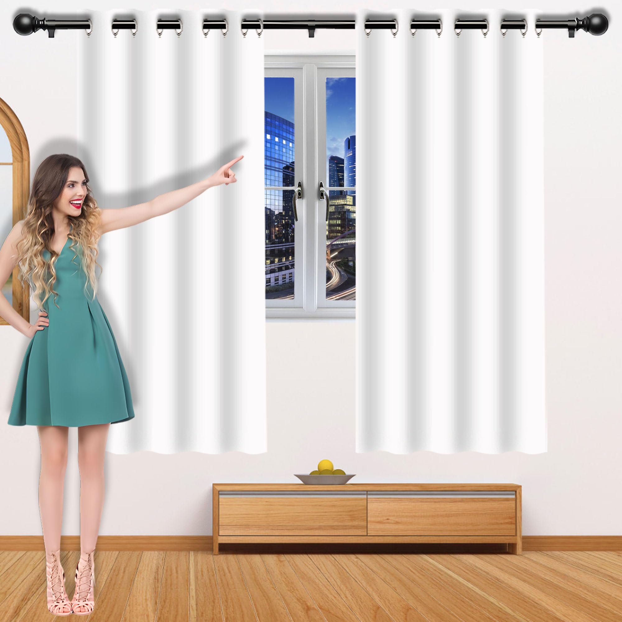 Rideau occultant anti froid blanc 335x110 cm pour bloquer la lumière