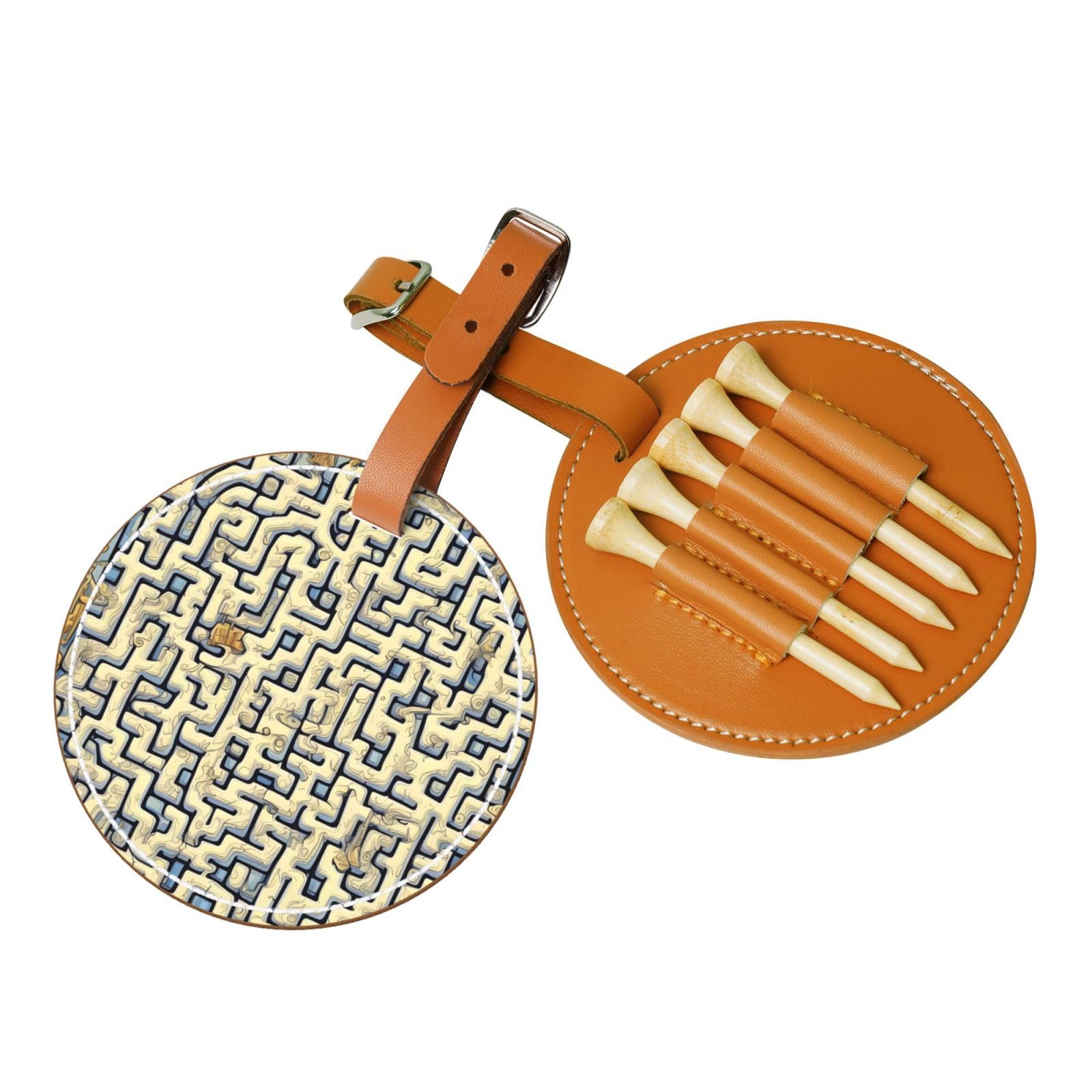 WXXWXD Labyrinth Treasure Map Printed Golf Tee Storage Bag - Portable Storage, Easily Organize Tees