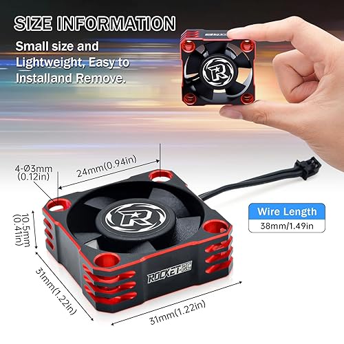 Miniatura 10 de Ventilador de refrigeración con motor RC Rocket V2 28000 RPM Motor disipador de calor supera Hobby Turbo ESC A3 Ventilador de refrigeración con