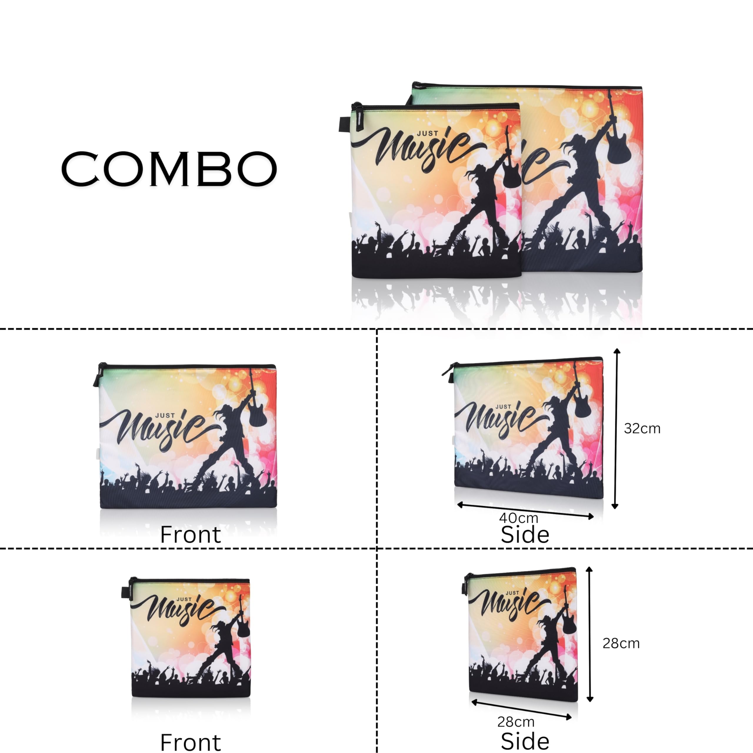 Echo Boomers Music Concert Theme Printed Twin Folder Set | Padded & Waterproof | A4 Document Holder & Tablet Sleeve | Stylish & Protective 2