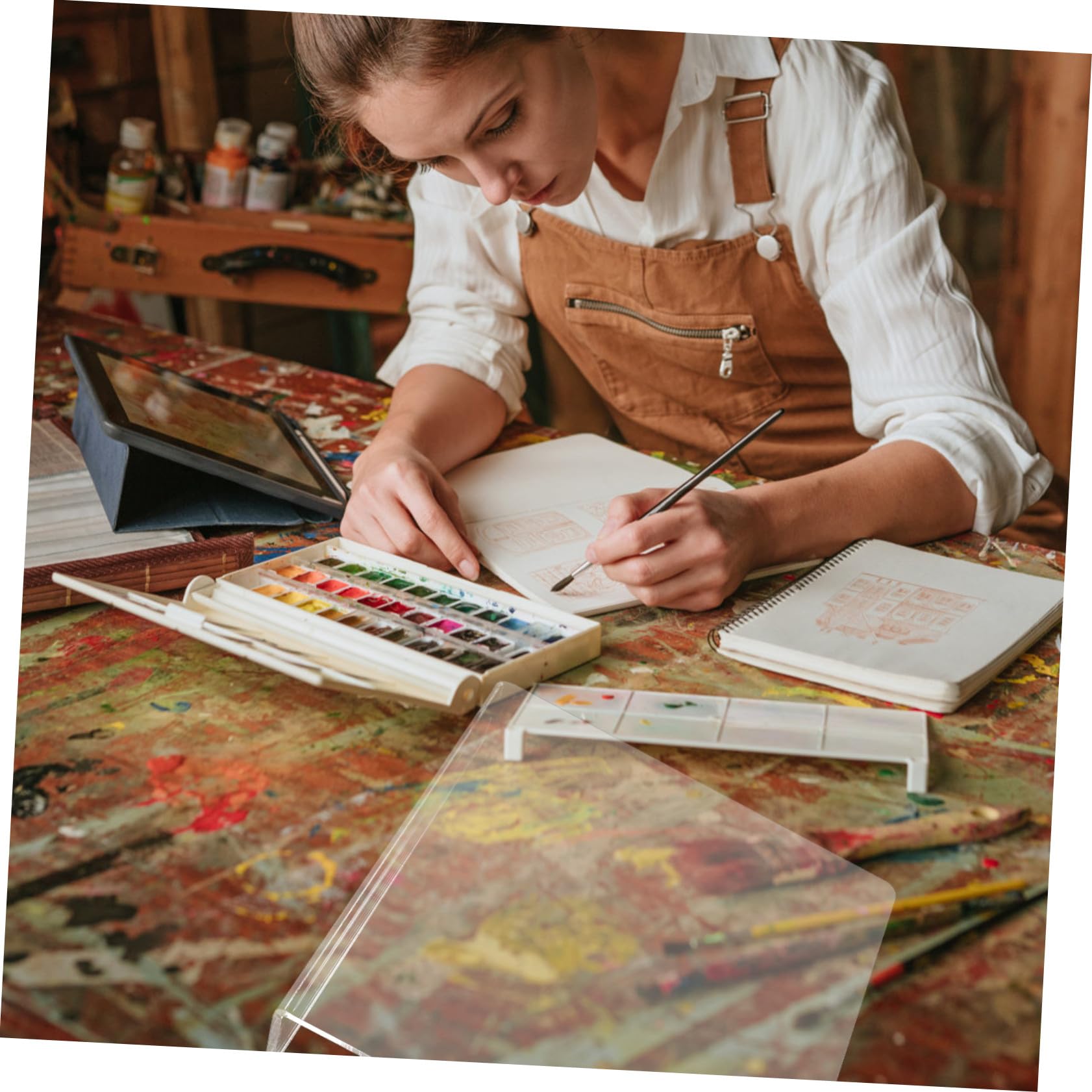 Sewroro Tablero de Dibujo Acrílico Inclinado y Protección para Cuello para Escritorio Soporte Multipropósito Adecuado para Manualidades y Pintura
