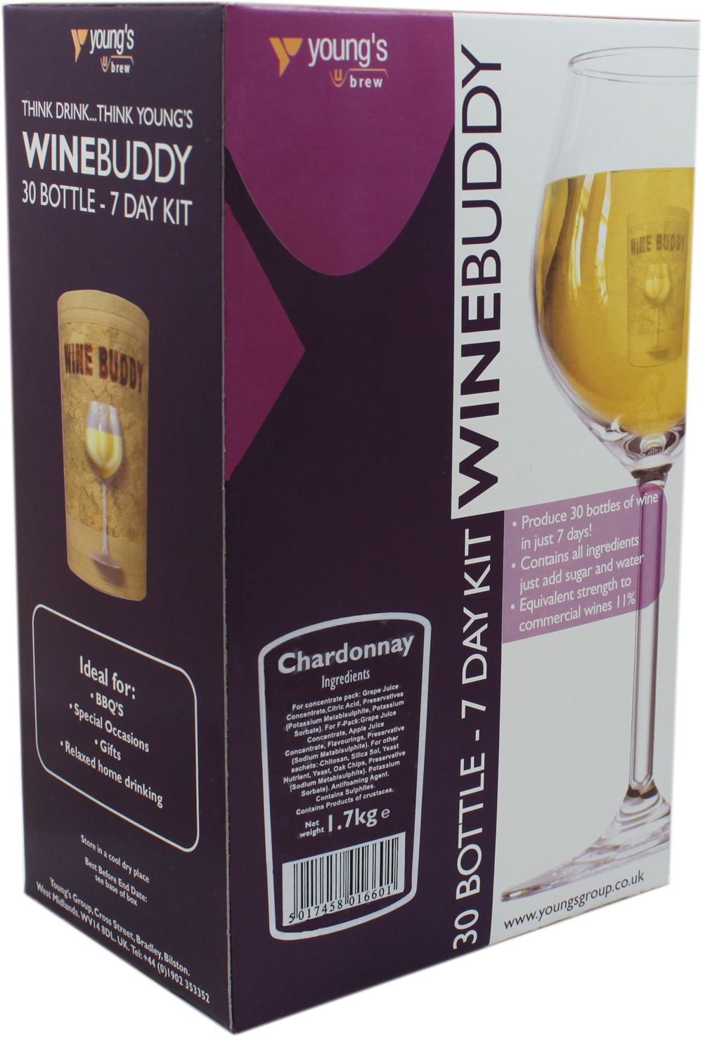 WineBuddy Chardonnay 30 Bottle - Home brew Wine Making Kit