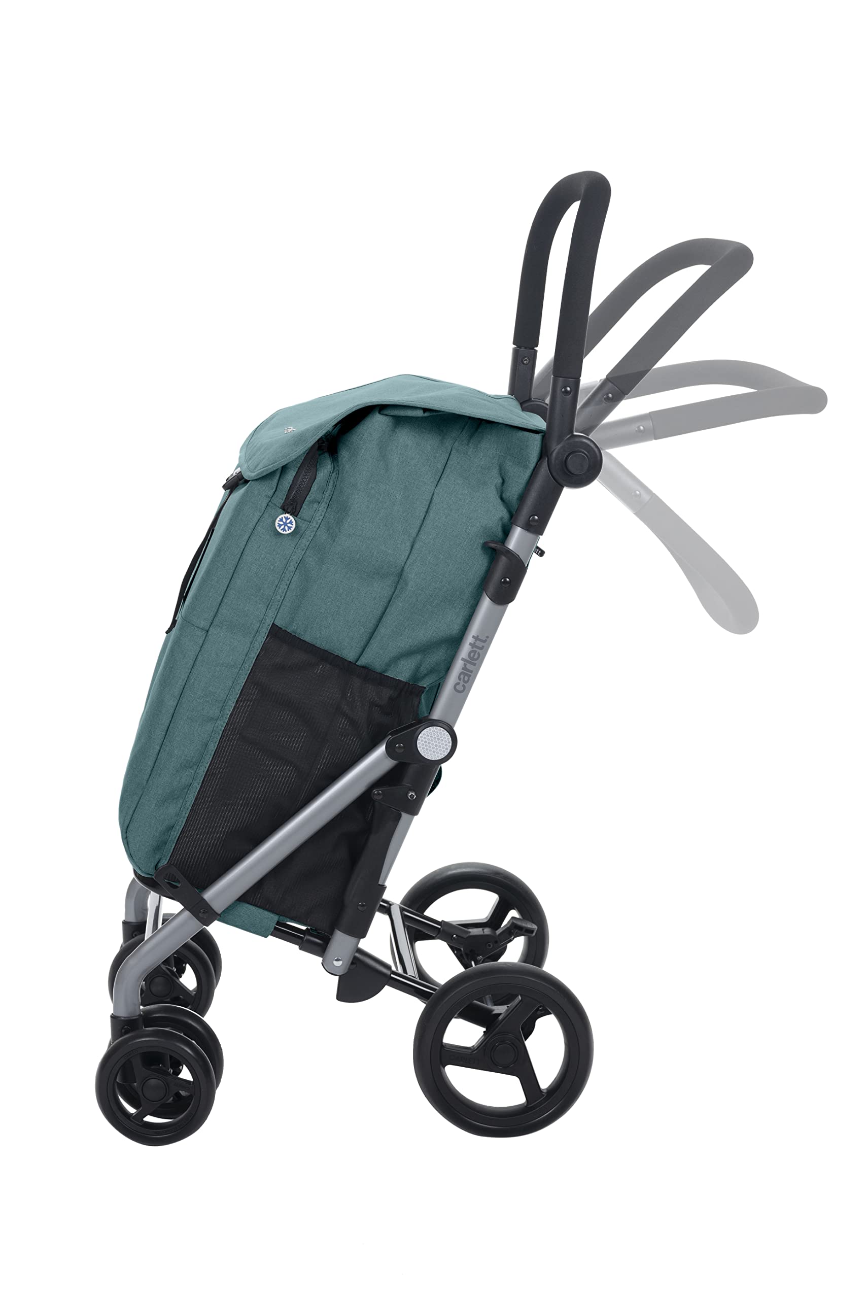 Carlett Carrello della Spesa 4 Ruote Pieghevole, Borsa Estraibile Grande Capacità 53L/15 kg e Borsa Termica 10L, Manico Regolabile, Freno di Sicurezza, Convertibile a 2 Ruote, Classic Duo, Verde