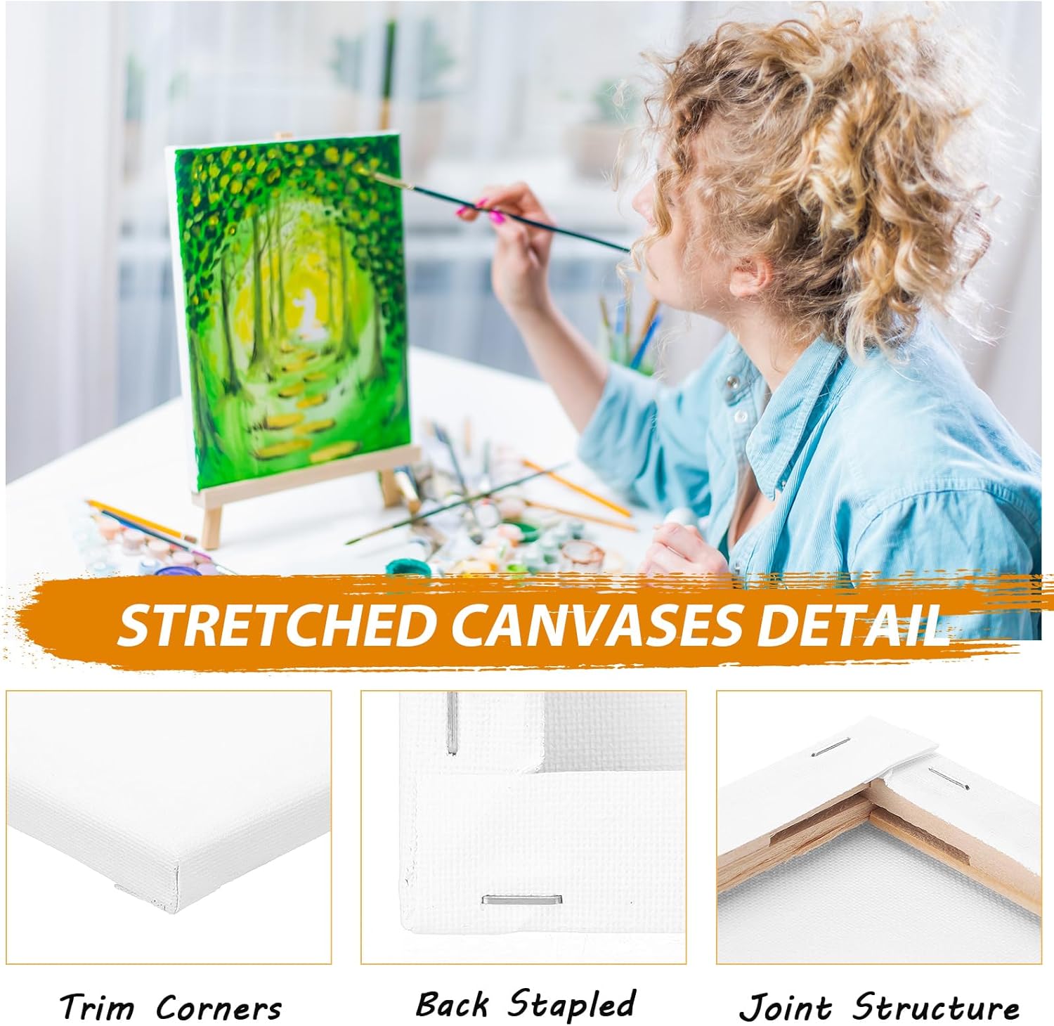 Gilprop 12 Pack Canvases Bulk for Painting and 90 Pcs Nails for Wall Hangings, 8 x 8 Inch Canvas Boards 100% Cotton Blank Canvases for Painting Arts Acrylics Oils Watercolor DIY Wall Hanging Kit