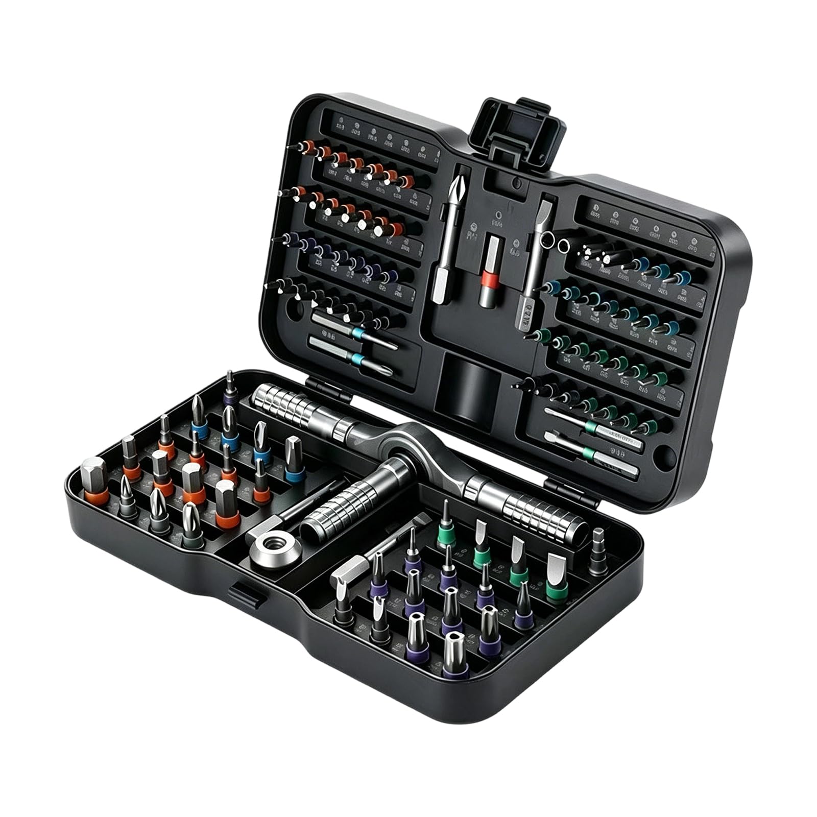 Cunzjia Silver 105 In 1 Magnetic Ratcheting Screwdriver Set With Professional Steel Bits And Ergonomic Handle For Home Workshop Repair