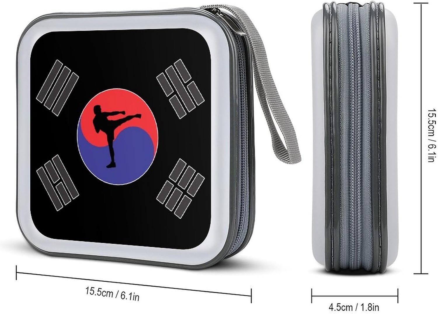 Korean Karate Korea Logo CD Case DVD Storage Holder Binder 40 Capacity | protective,hard case,protable loop,travel car use,zippered closure