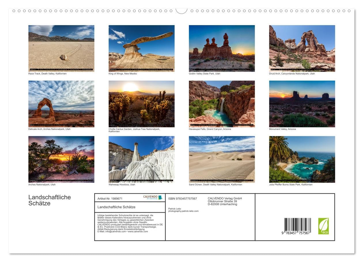 Landschaftliche Schätze (hochwertiger Premium Wandkalender 2026 DIN A2 quer), Kunstdruck in Hochglanz: Landschaftskalender mit atemberaubenden Motiven und unberührten Landschaften. (CALVENDO Natur)