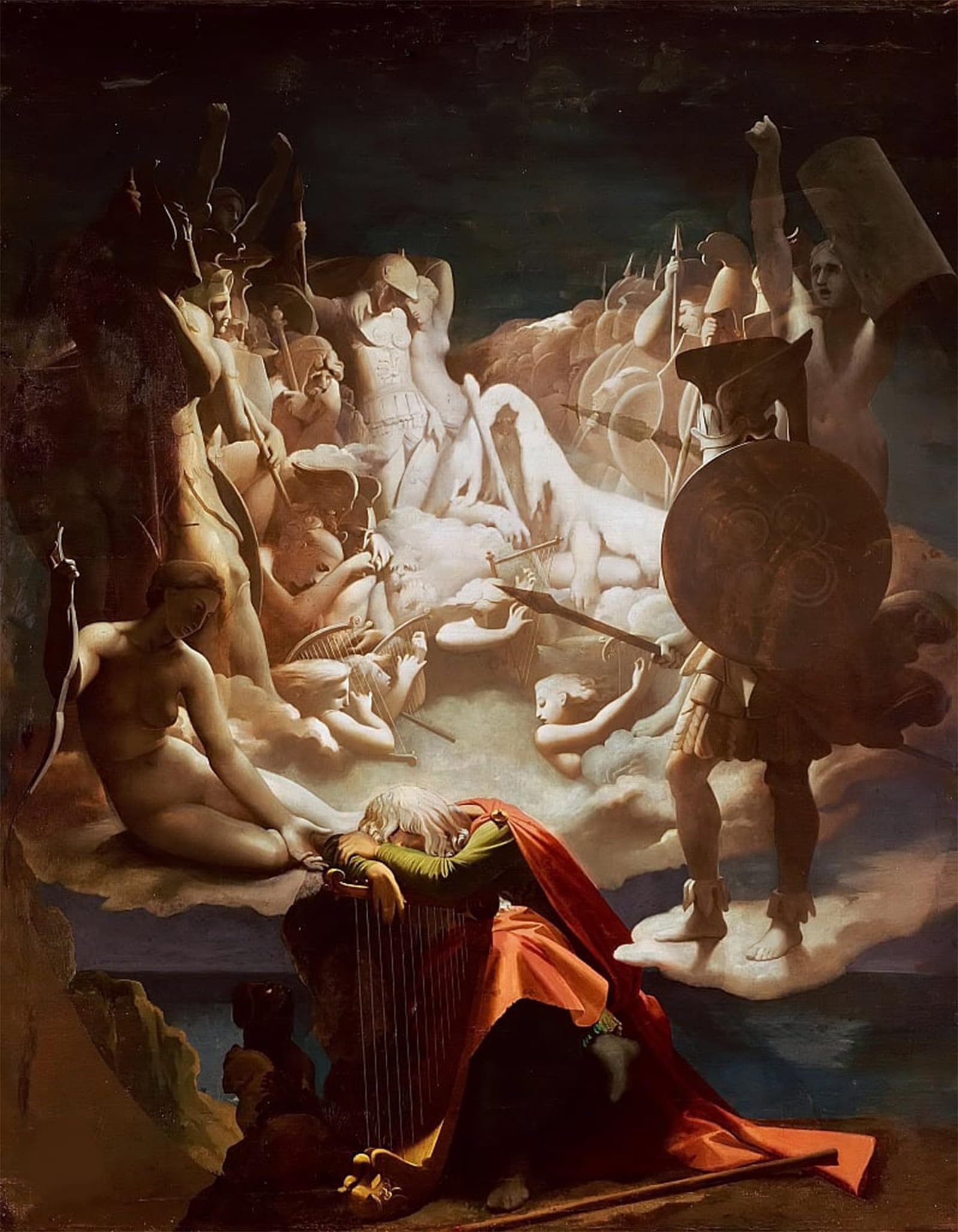 ARTXLXXBN Famous Print Painting Colorful Art Print the Dream of Ossian by Jean Auguste Ingres Canvas Art Decorations for Home Decor 60x90cm